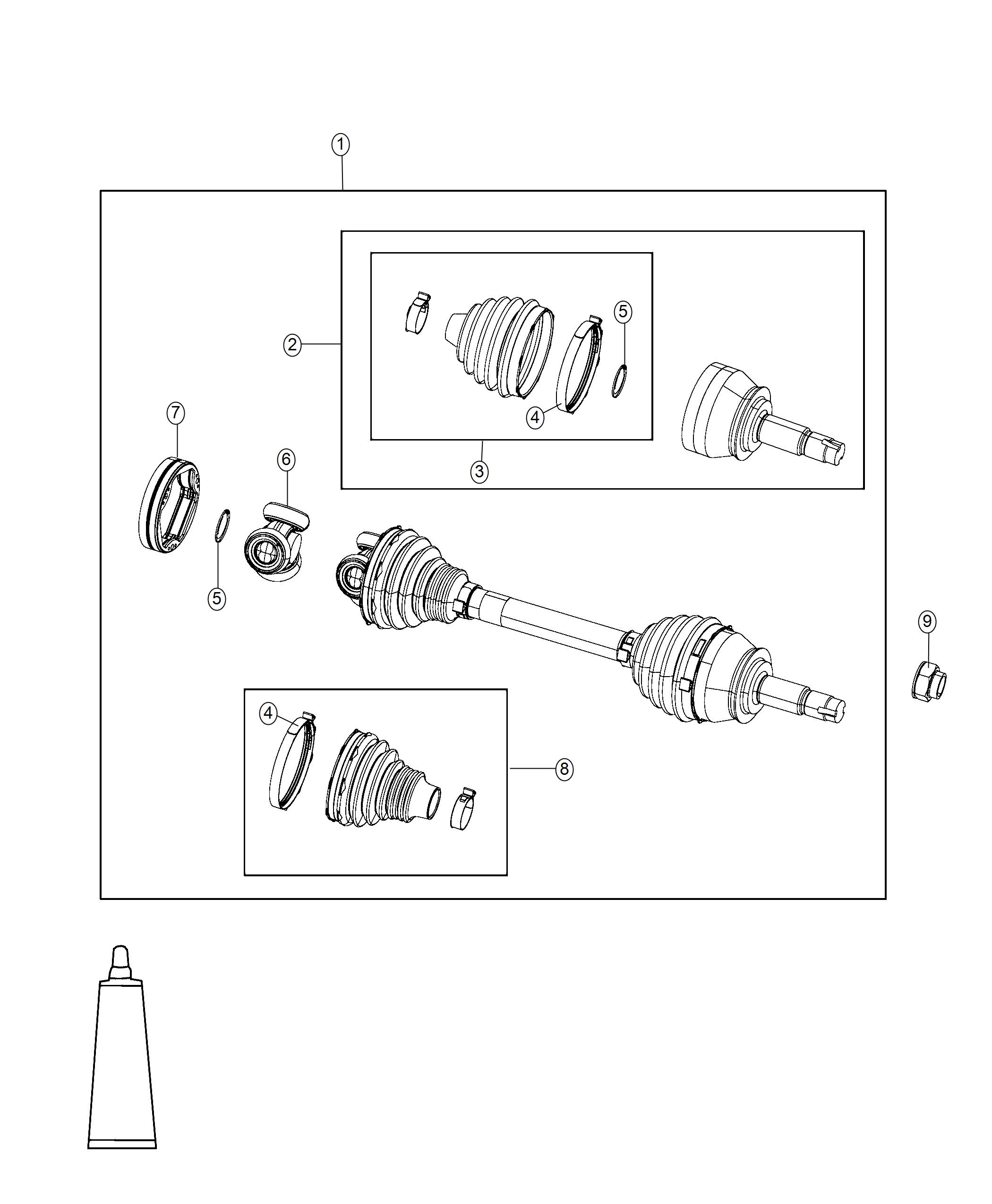 Front Axle Drive Shafts. Diagram