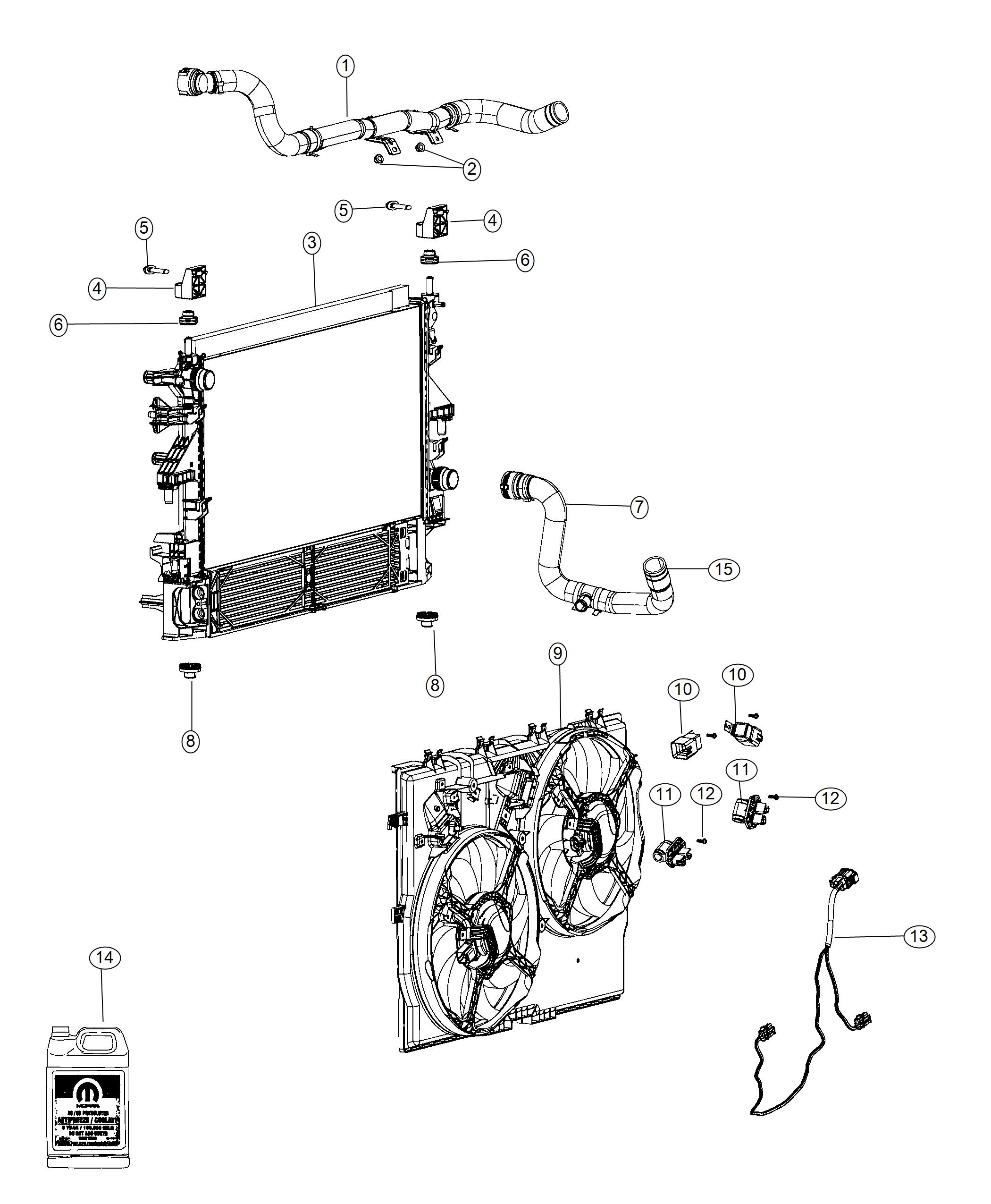 Diagram Radiator and Related Parts. for your 2001 Chrysler 300  M 