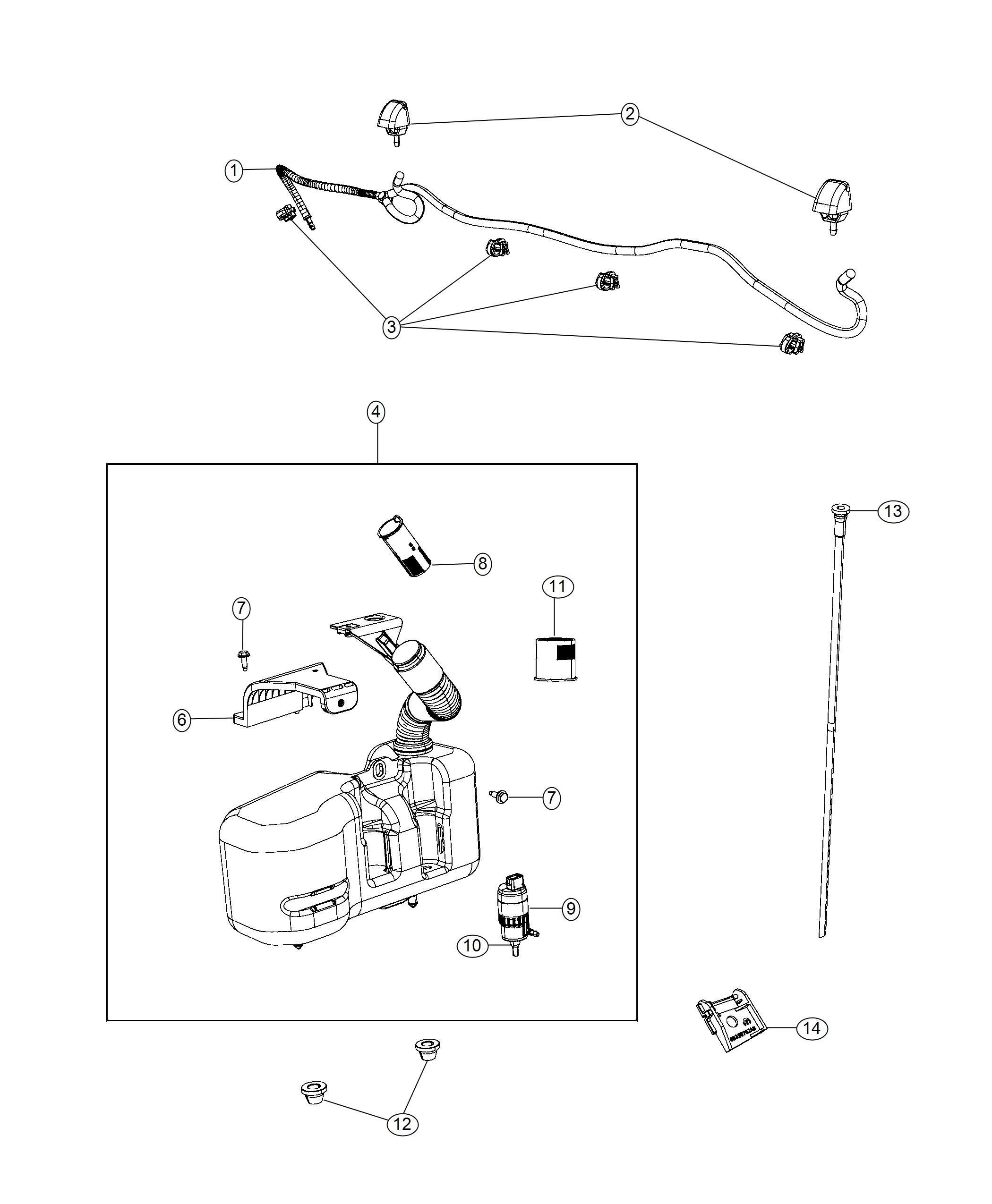 Front Washer System. Diagram