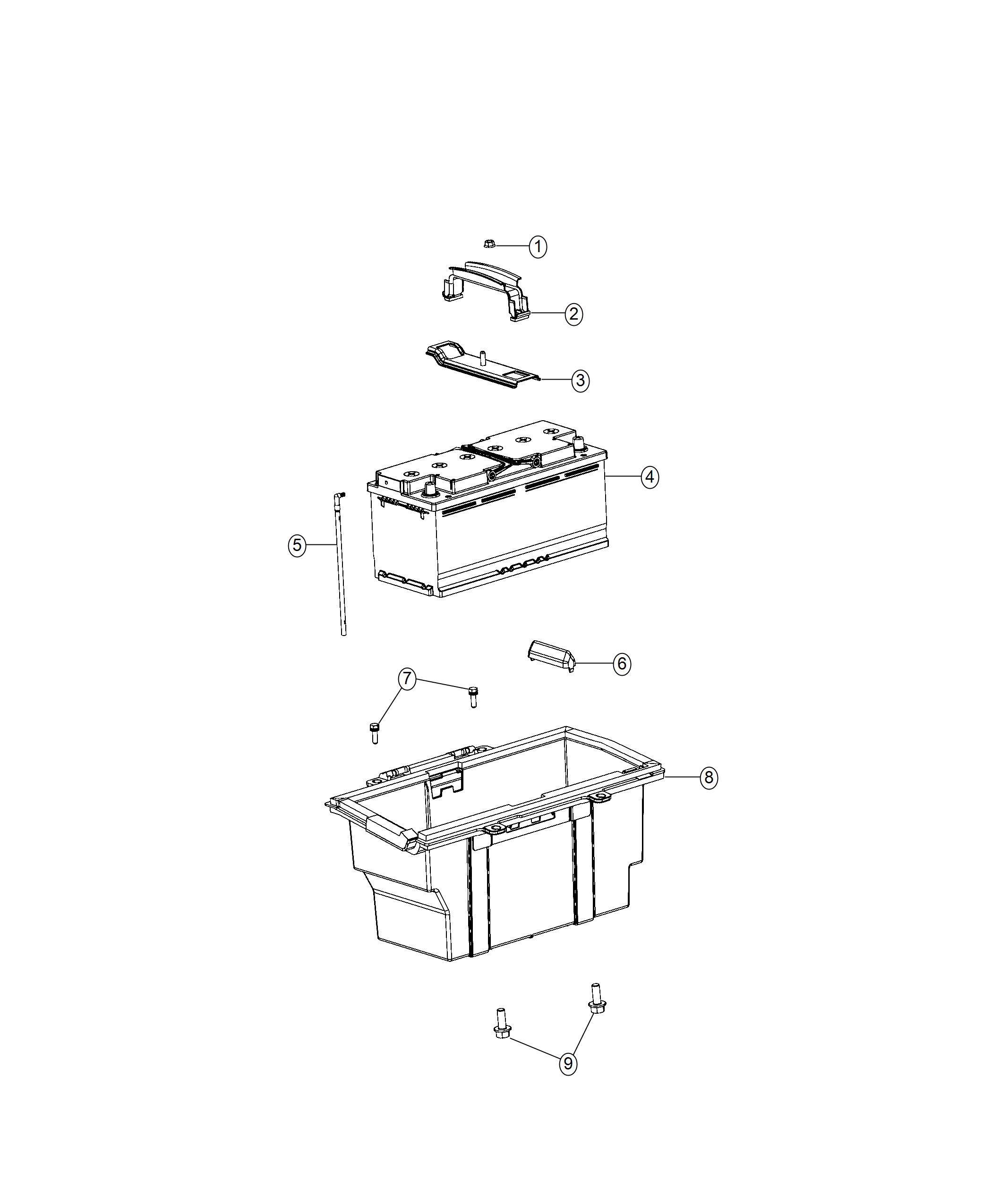 Diagram Battery, Tray and Support. for your 2025 Ram 1500   