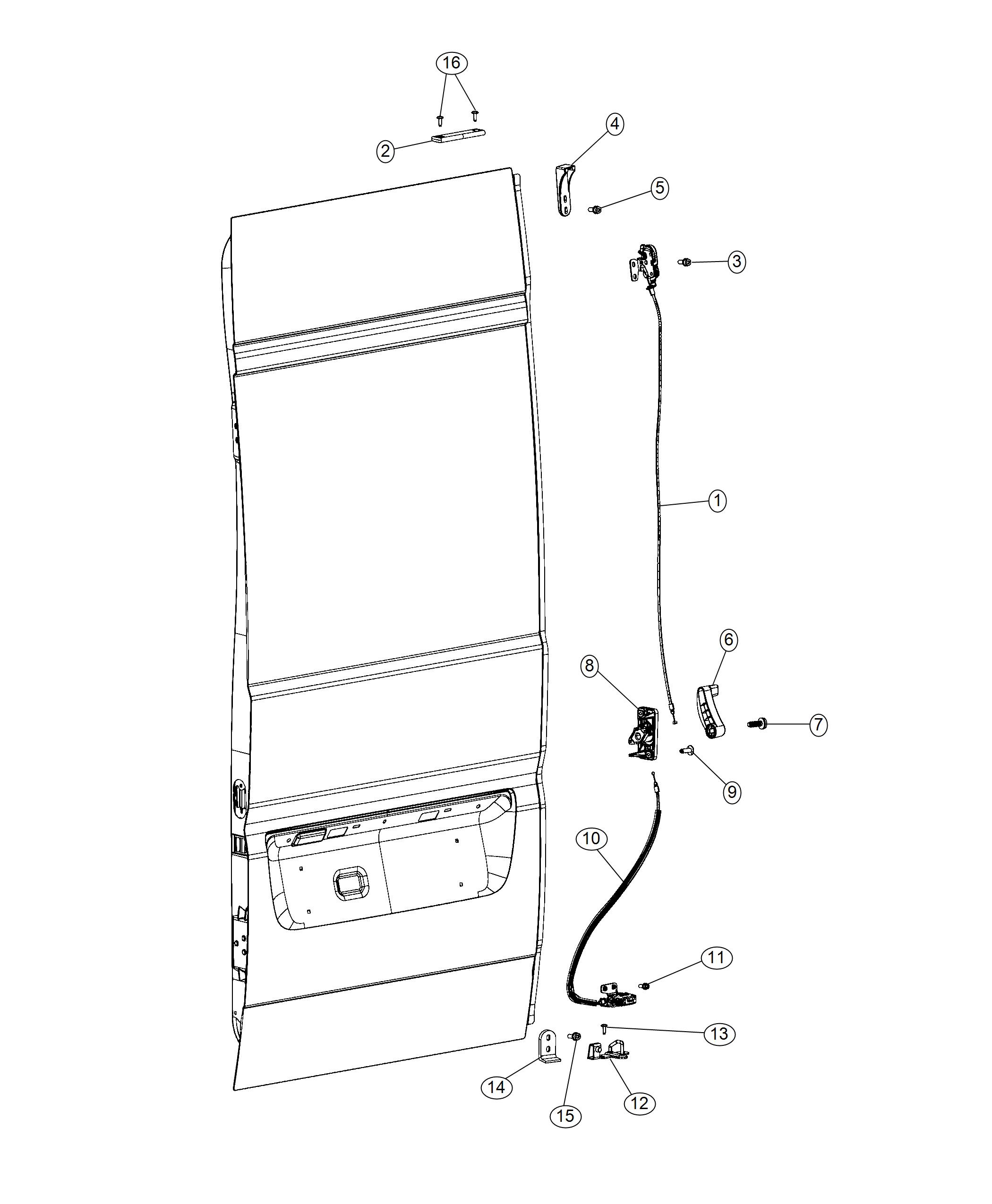 Diagram Rear Door Latch And Handle, Left. for your 2002 Chrysler 300  M 