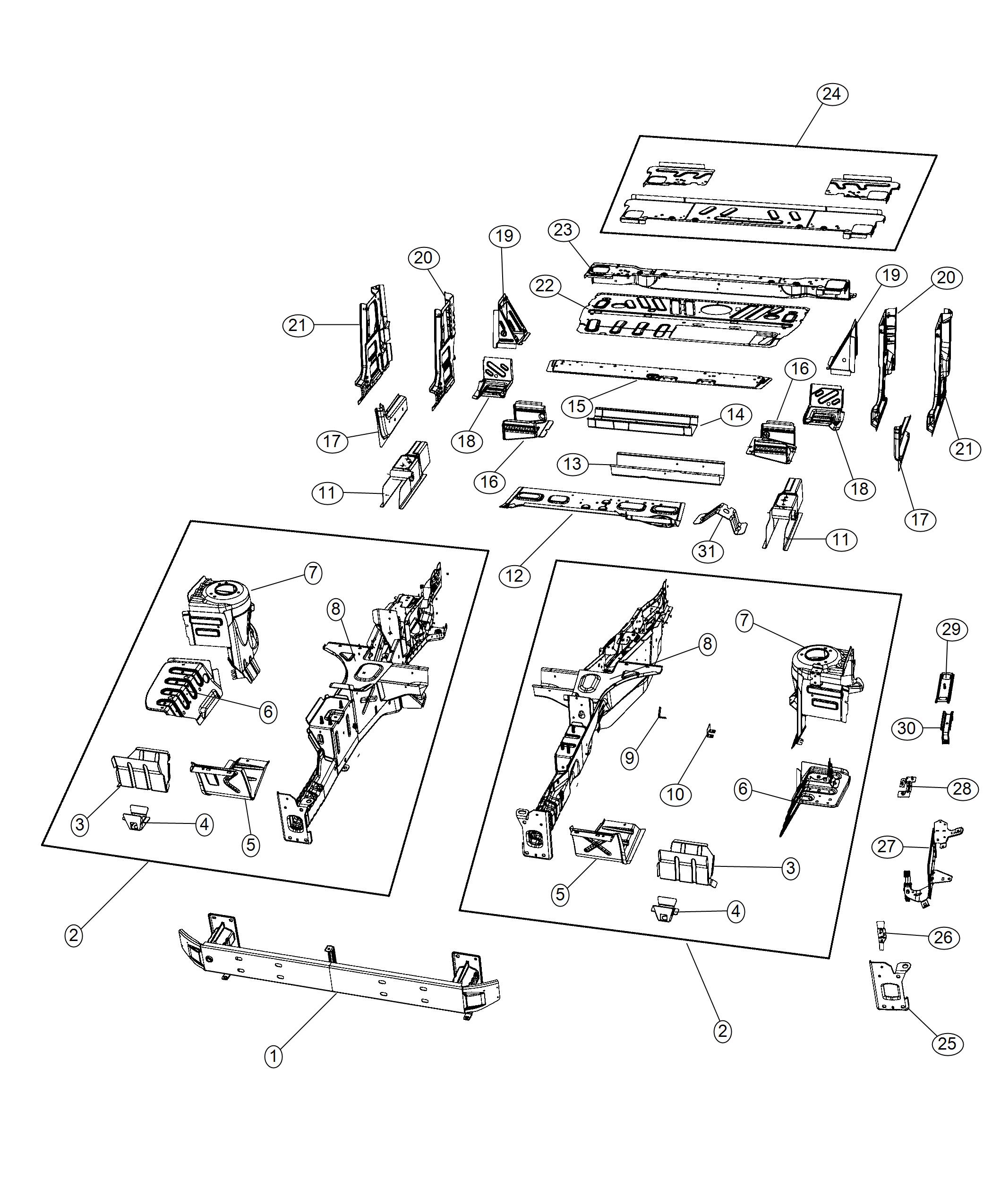 Diagram Floor Pan Front. for your 2000 Chrysler 300  M 