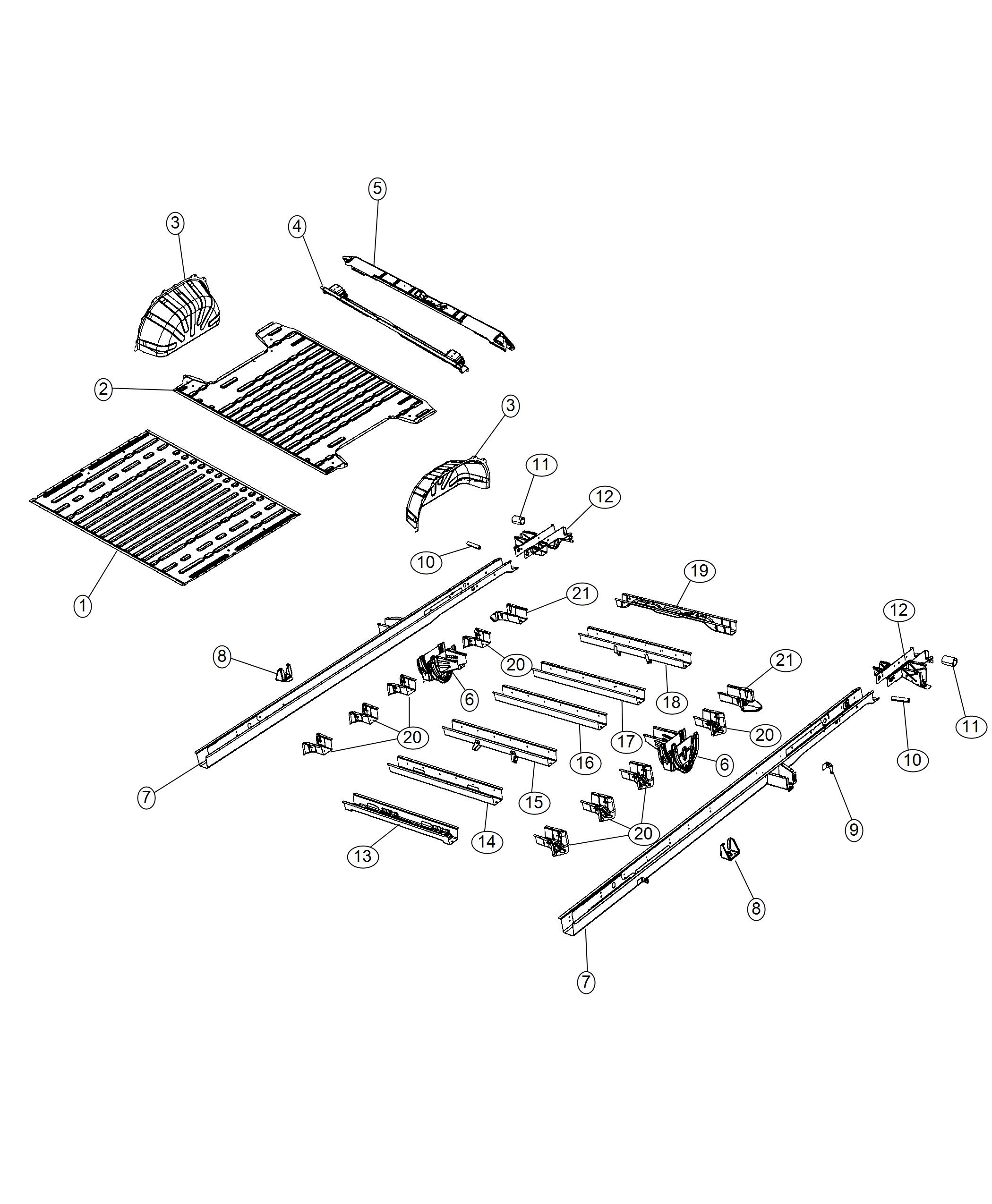 Floor Pan Rear 136 Wheel Base. Diagram