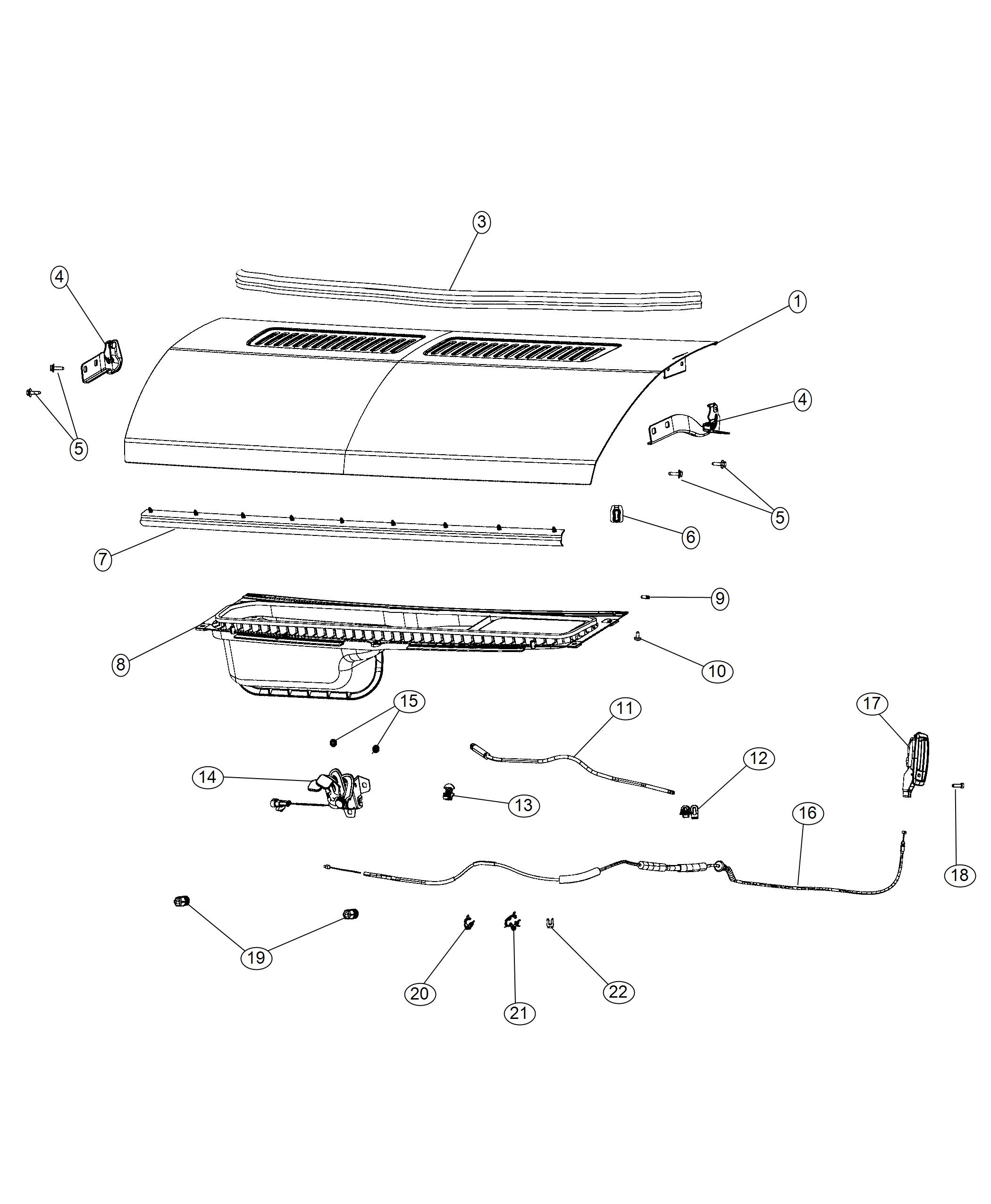 Diagram Hood and Related Parts. for your 1999 Chrysler 300  M 