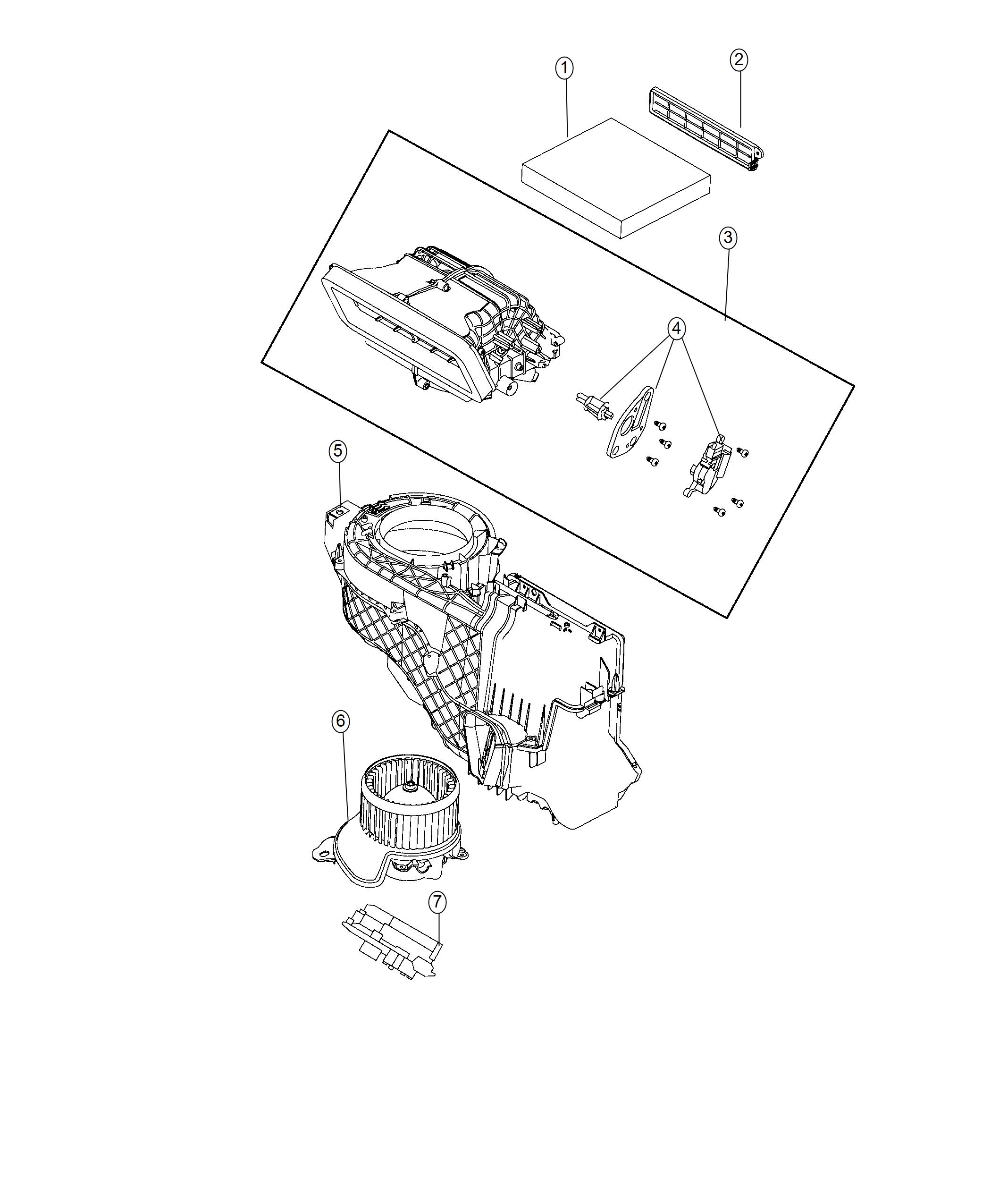 Diagram Blower Inlet Housing And Related Parts. for your 2000 Chrysler 300  M 