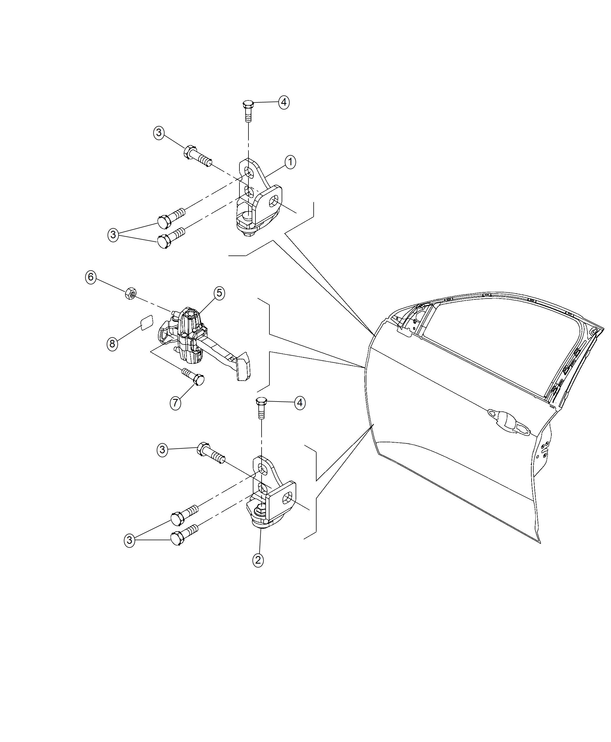 Front Door, Hinge And Check. Diagram