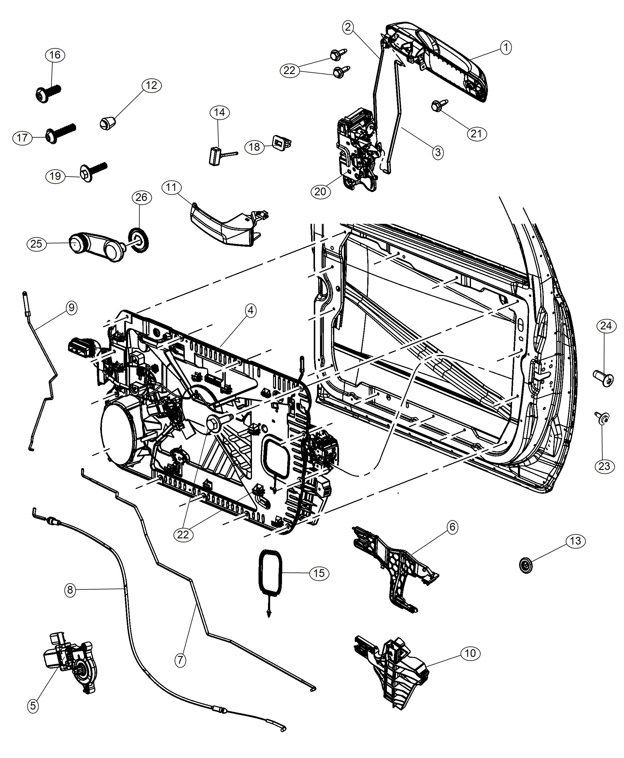 Diagram Front Door, Hardware Components. for your 1999 Chrysler 300  M 