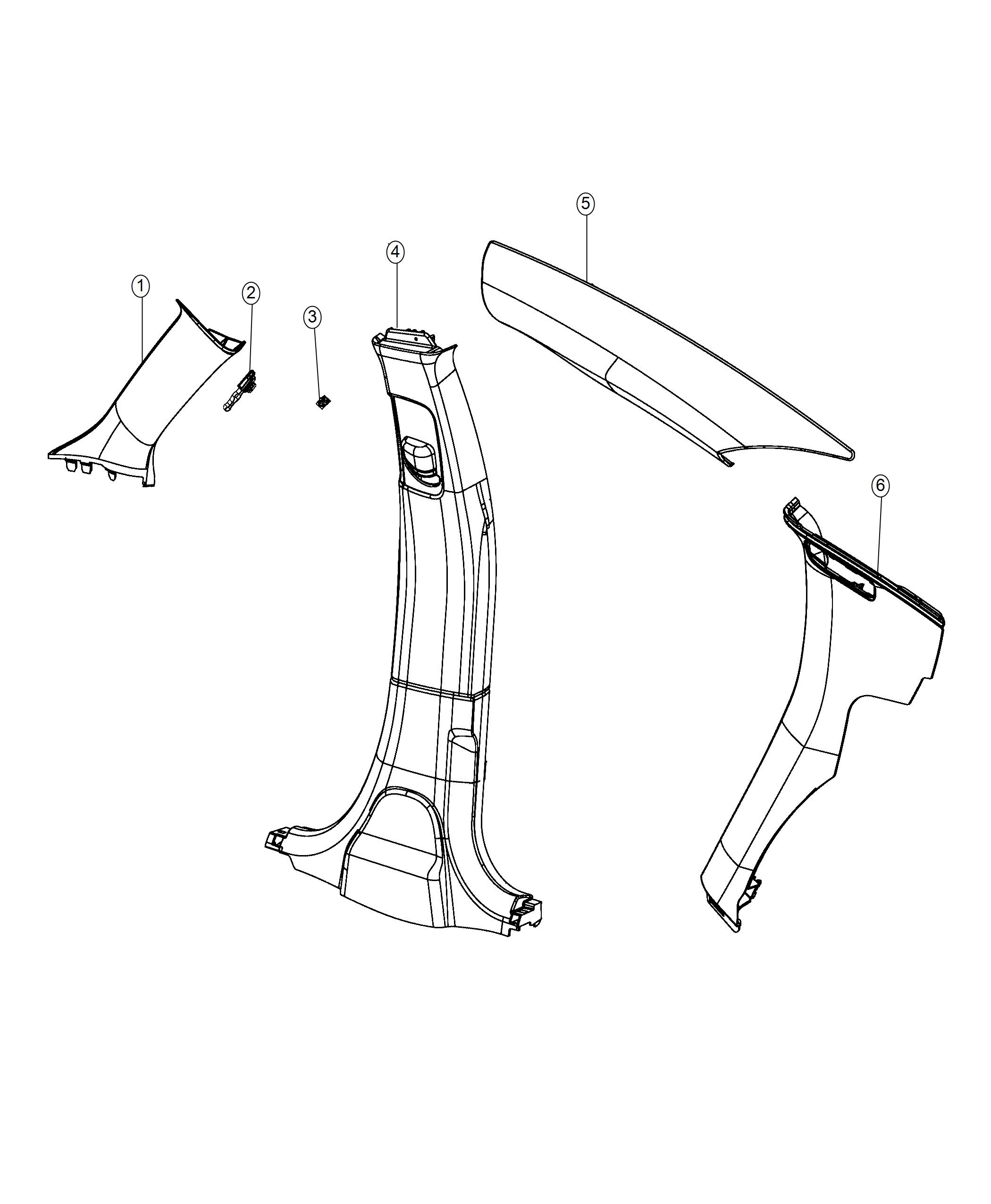 Diagram Interior Moldings and Pillars - A, B, C Pillars. for your 2006 Chrysler 300   