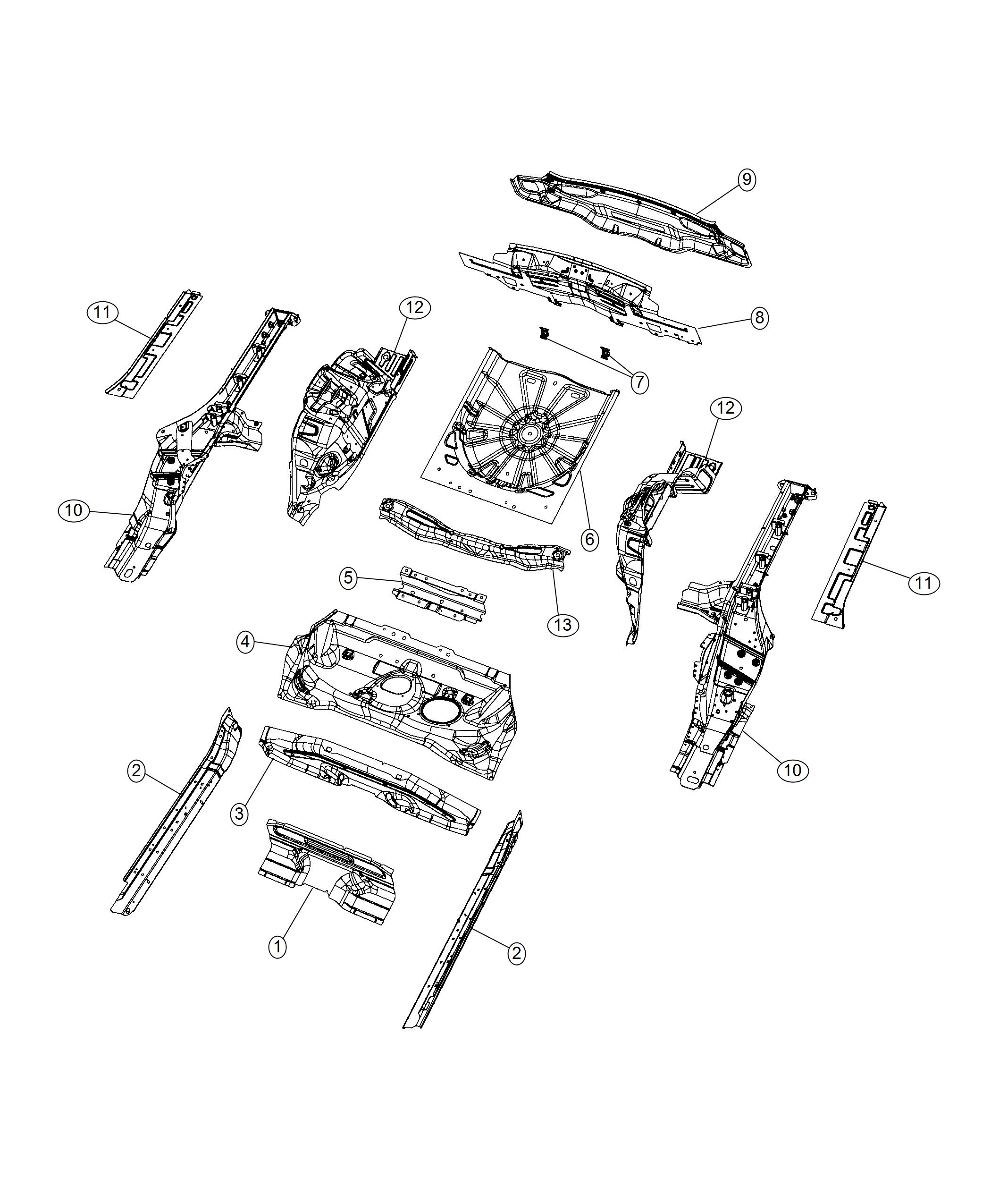 Diagram Center and Rear Floor Pan. for your 2003 Chrysler 300  M 