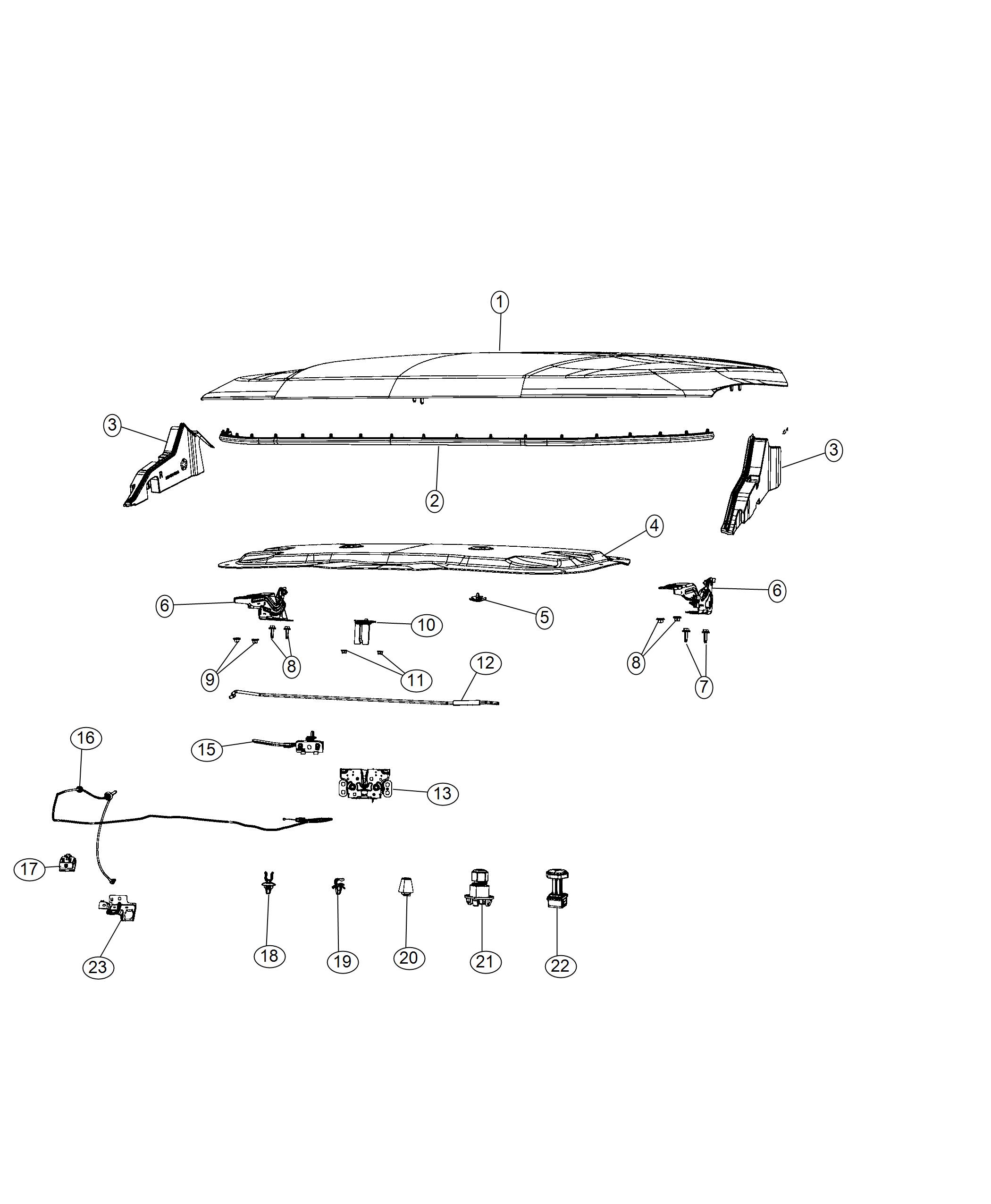 Diagram Hood and Related Parts. for your 2015 Jeep Wrangler   