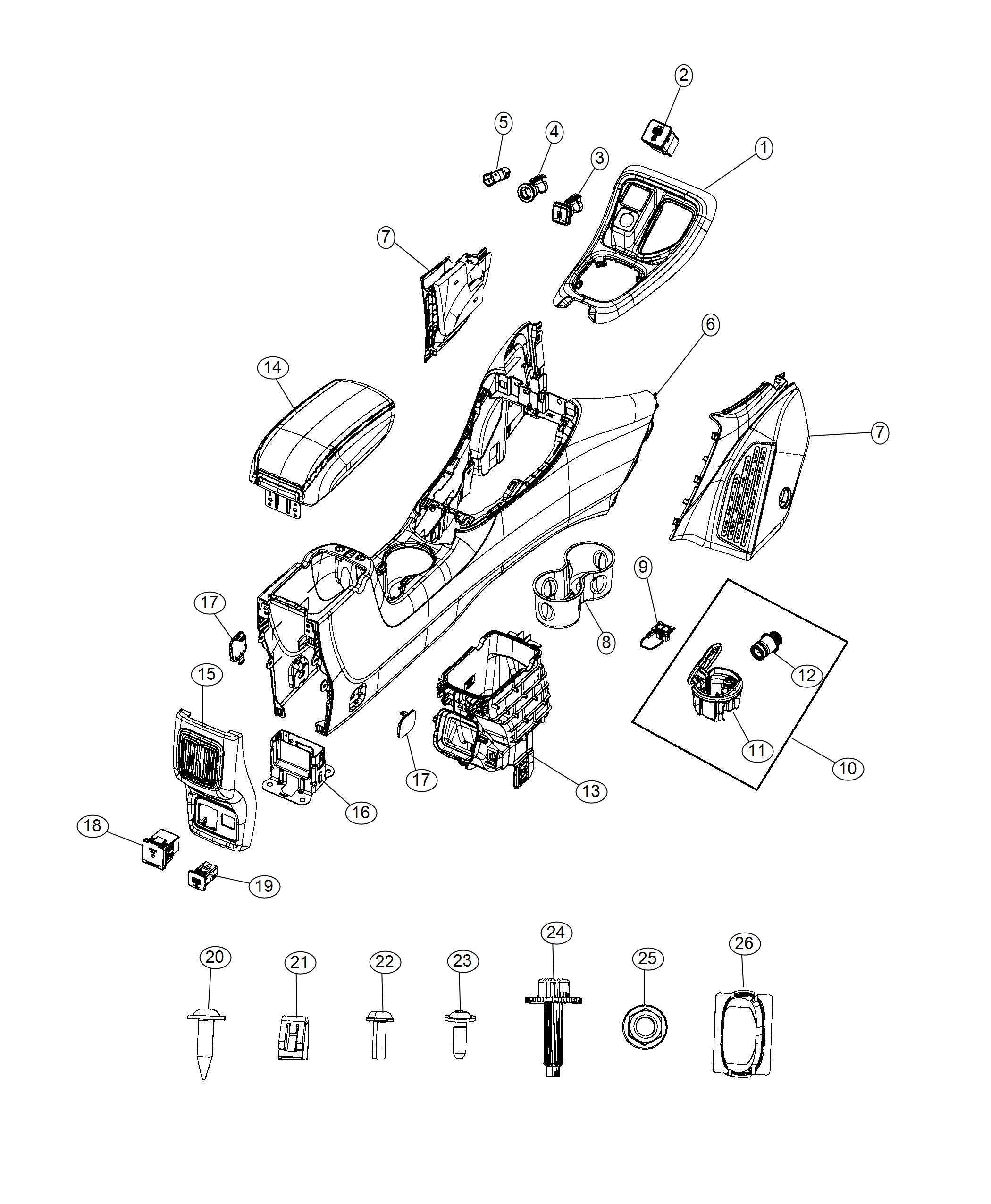 Diagram Floor Console. for your 2017 Jeep Renegade   