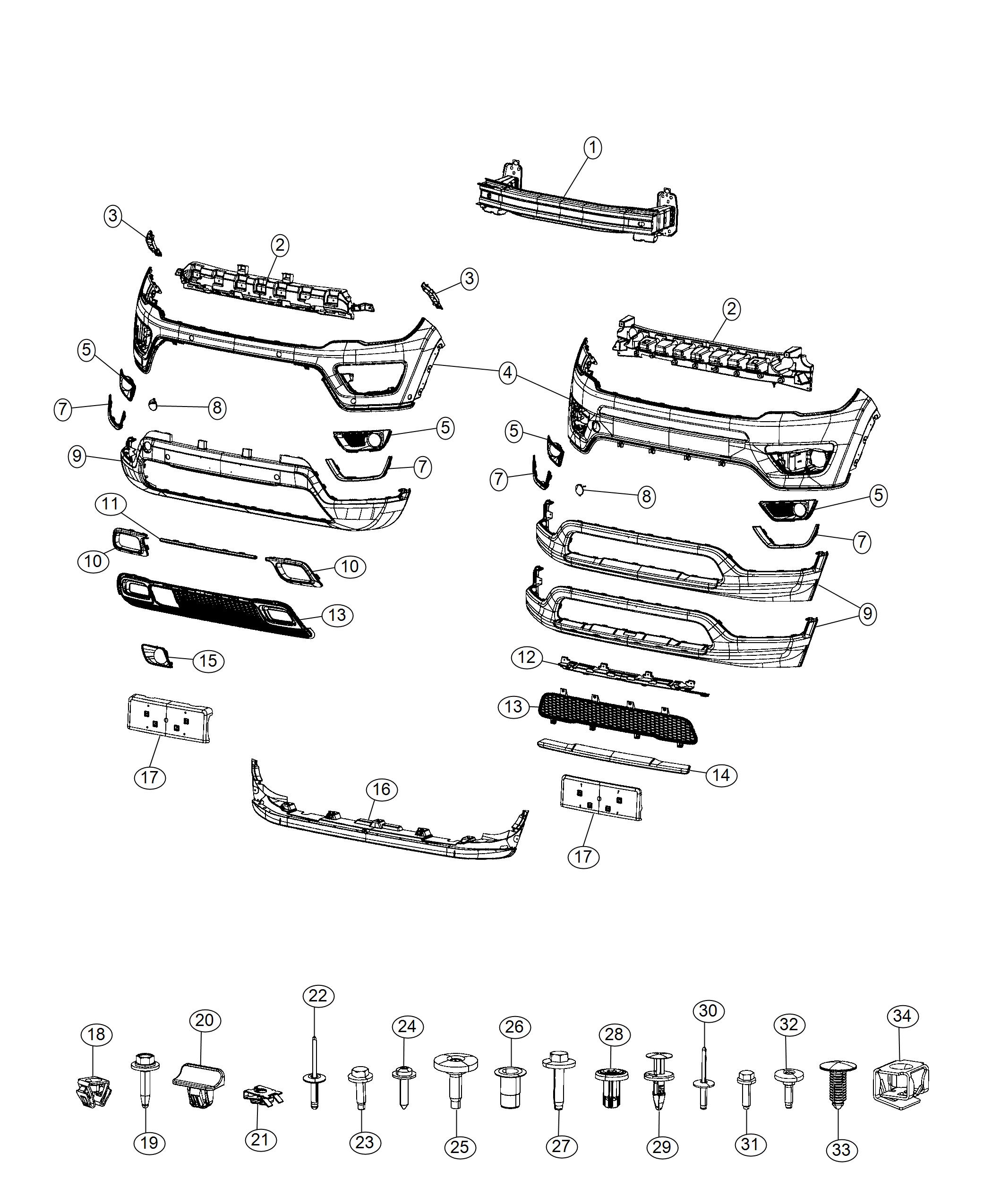 Diagram Fascia, Front. for your 2017 Jeep Wrangler   