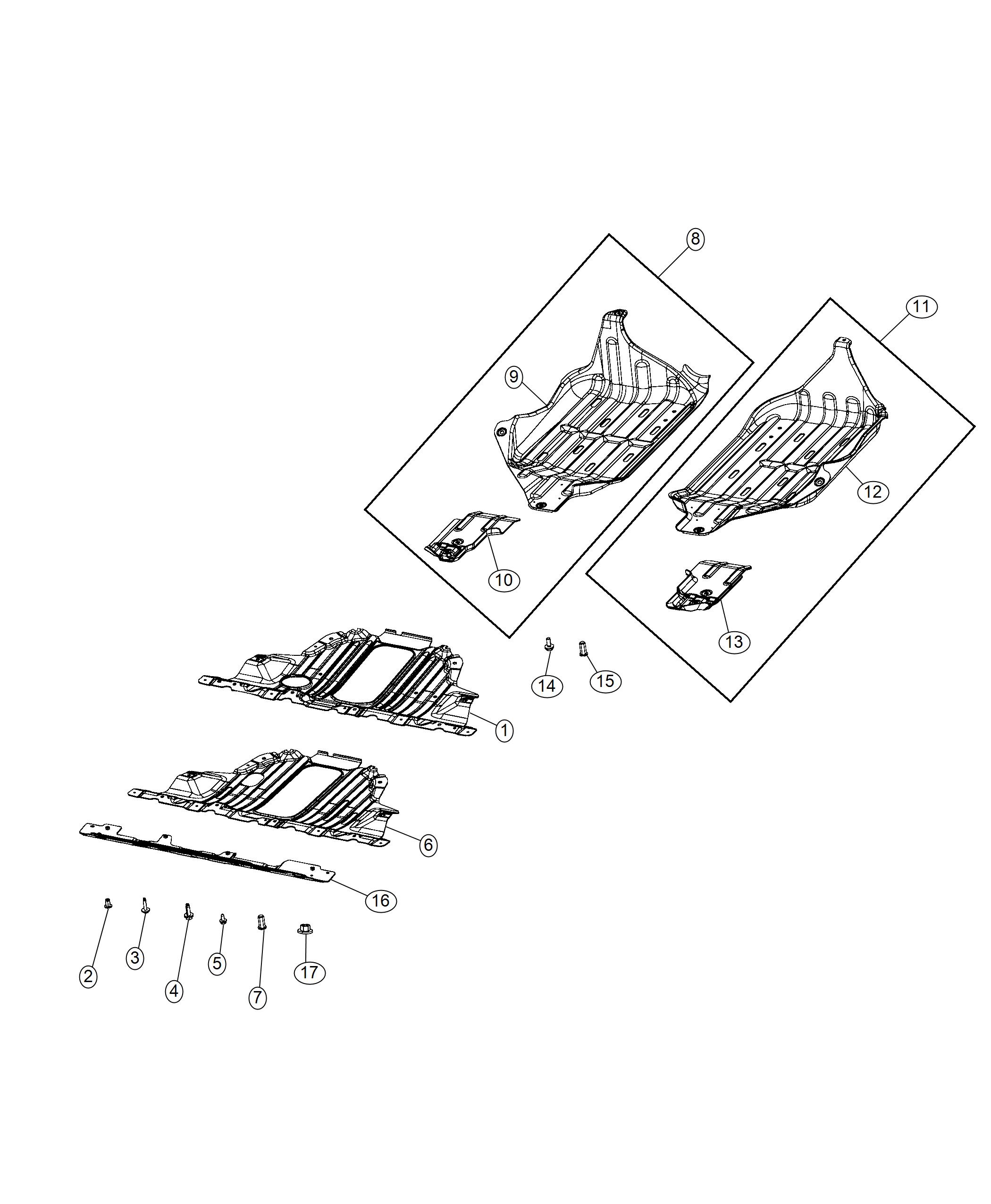 Diagram Underbody Shields. for your 2004 Chrysler 300  M 