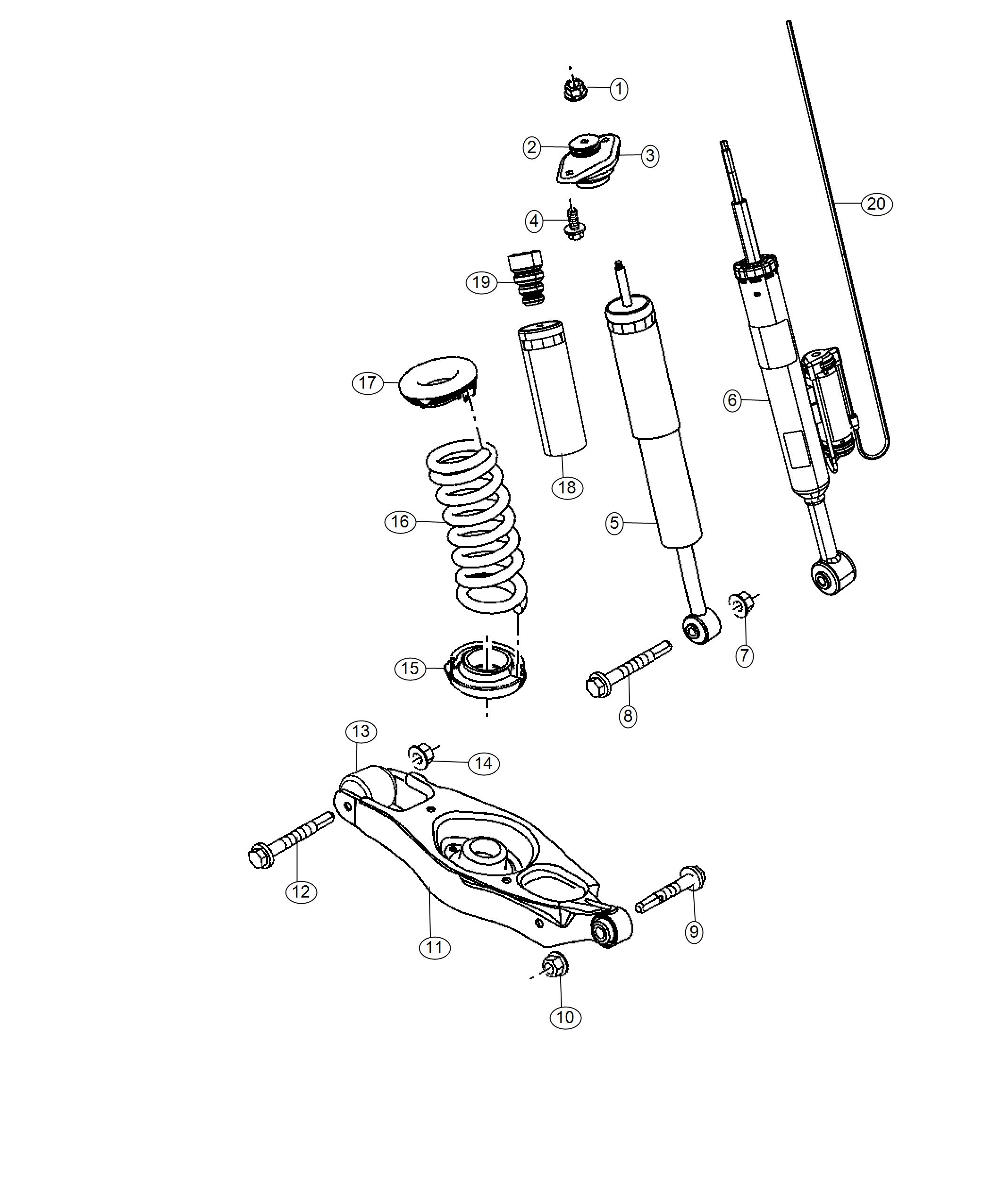 Diagram Rear Shocks, Spring Link. for your 2003 Chrysler 300  M 