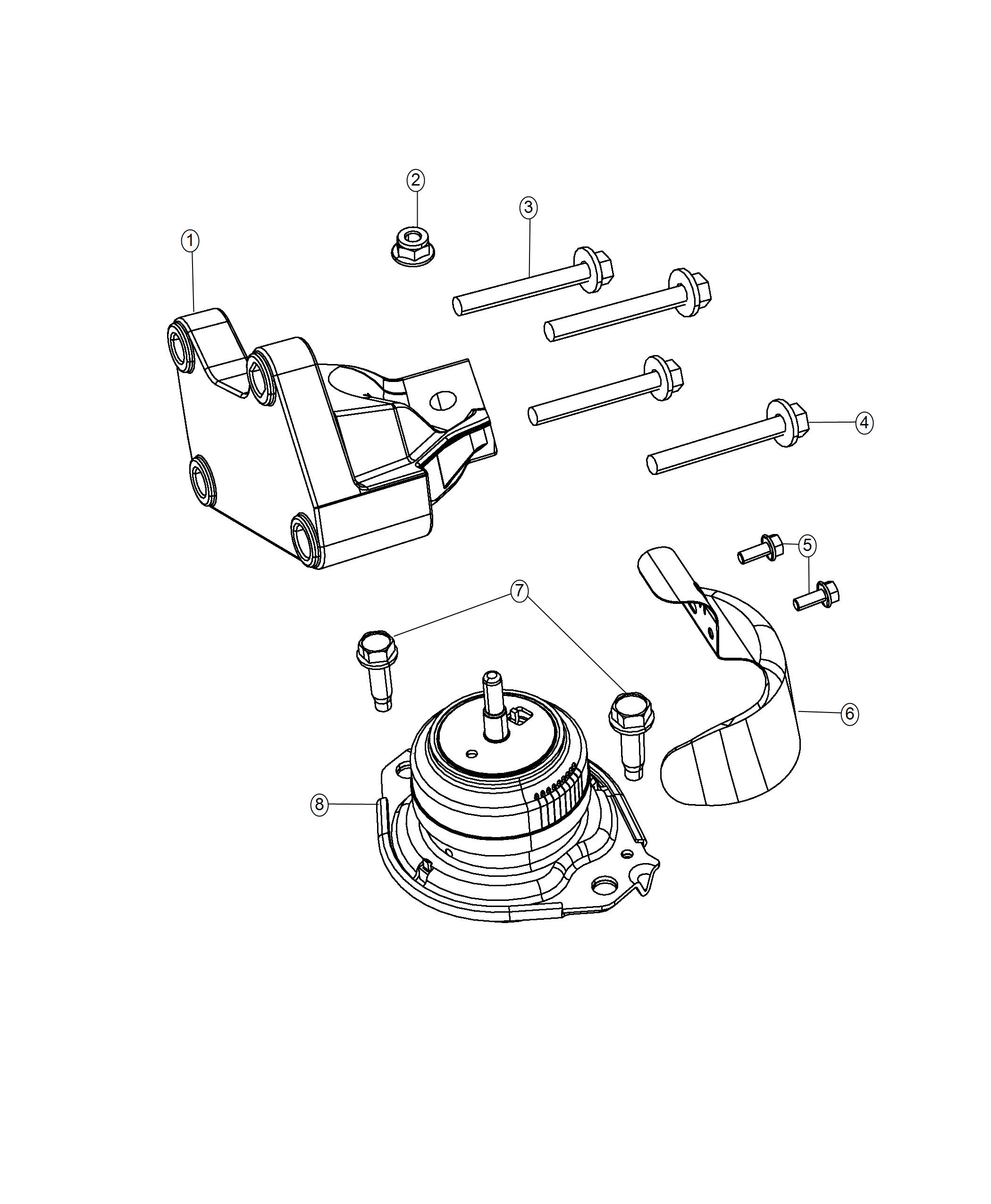 Diagram Engine Mounting Right Side AWD/4WD 5.7L. for your 2018 Dodge Durango   