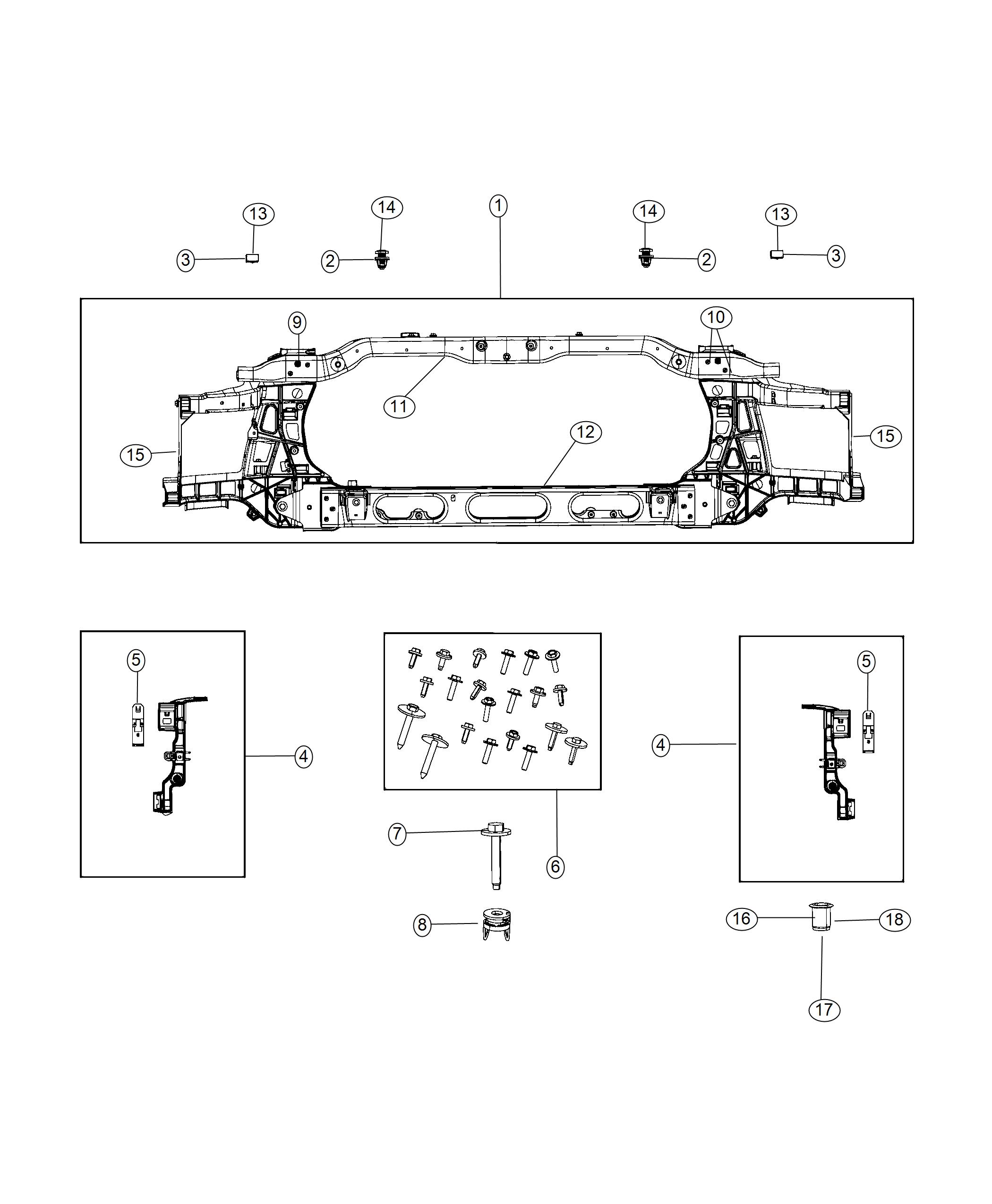 Diagram Radiator Support. for your 2004 Dodge Ram 1500   