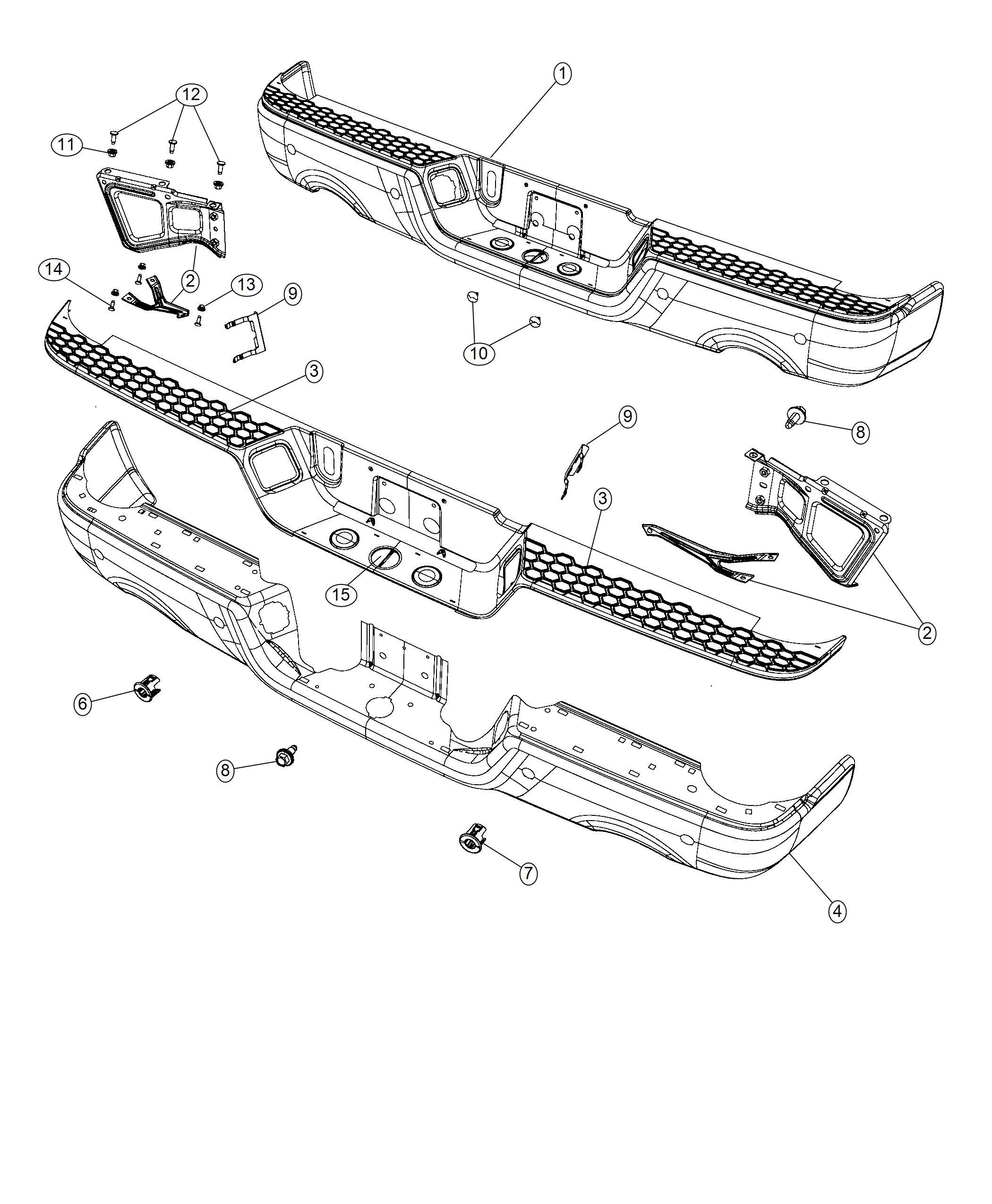 Diagram Bumper, Rear. for your Ram 1500  