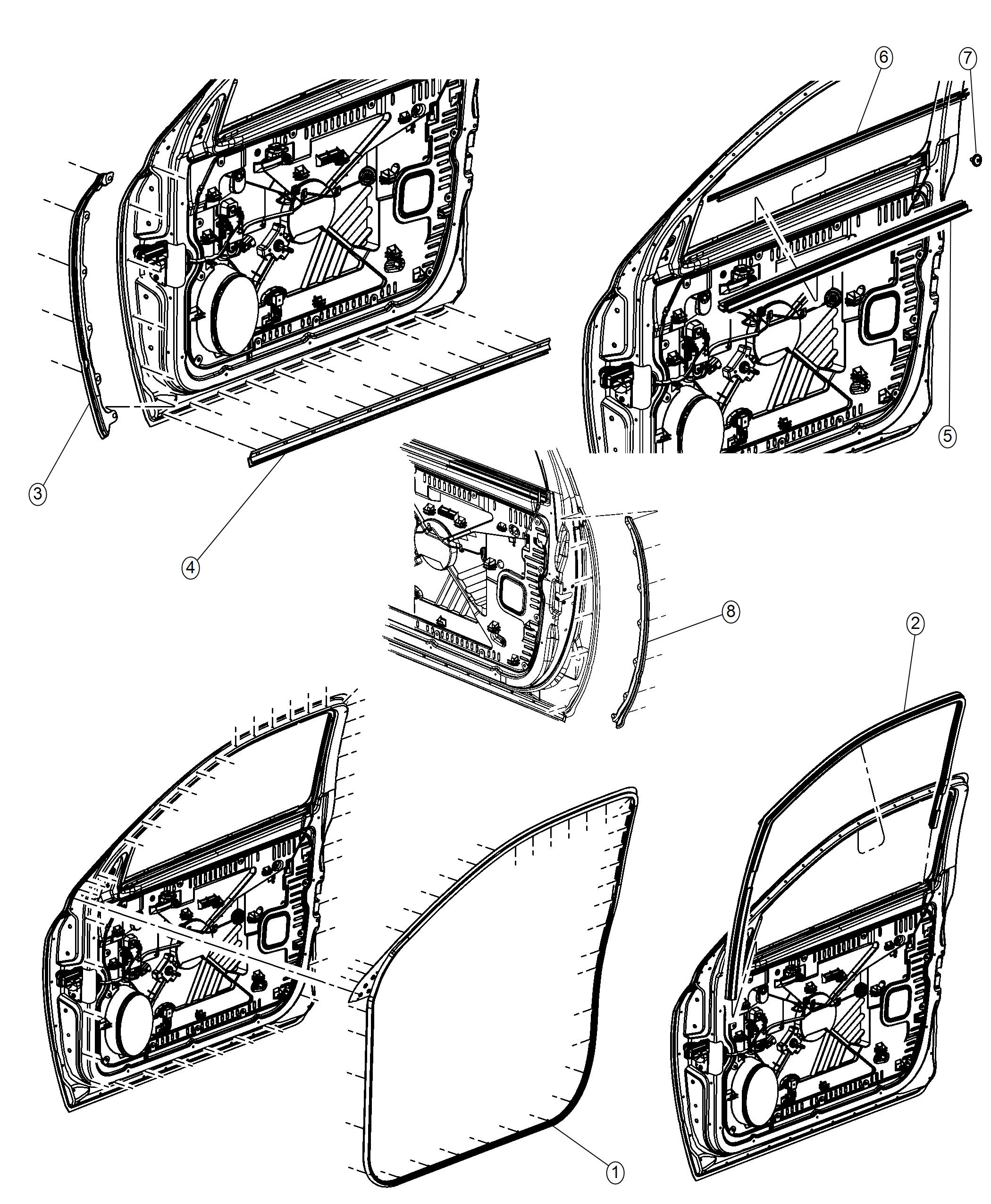 Diagram Weatherstrips, Front Door. for your 2004 Chrysler 300  M 