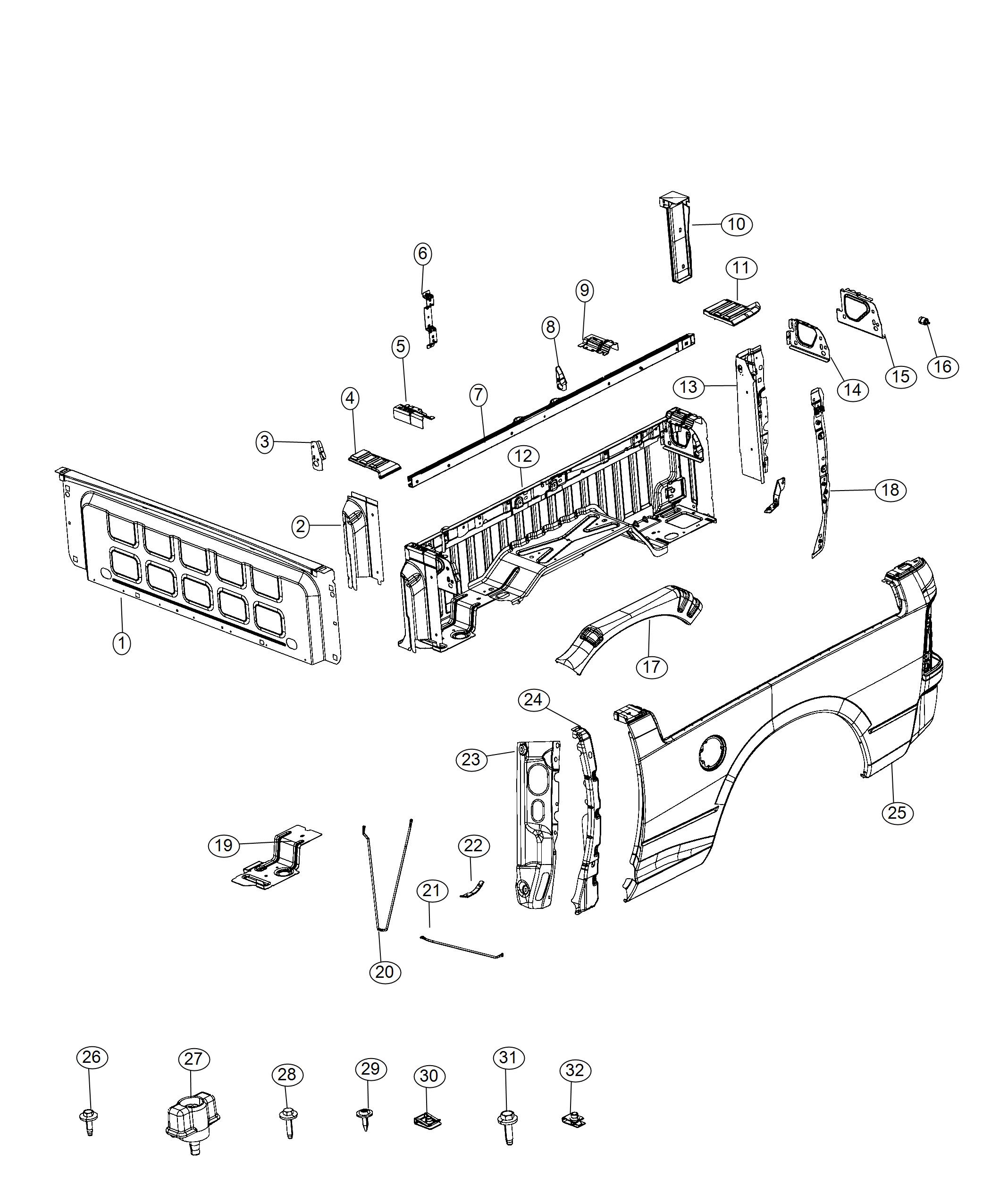 Diagram Pick-Up Box With Ram Box. for your Ram 1500  