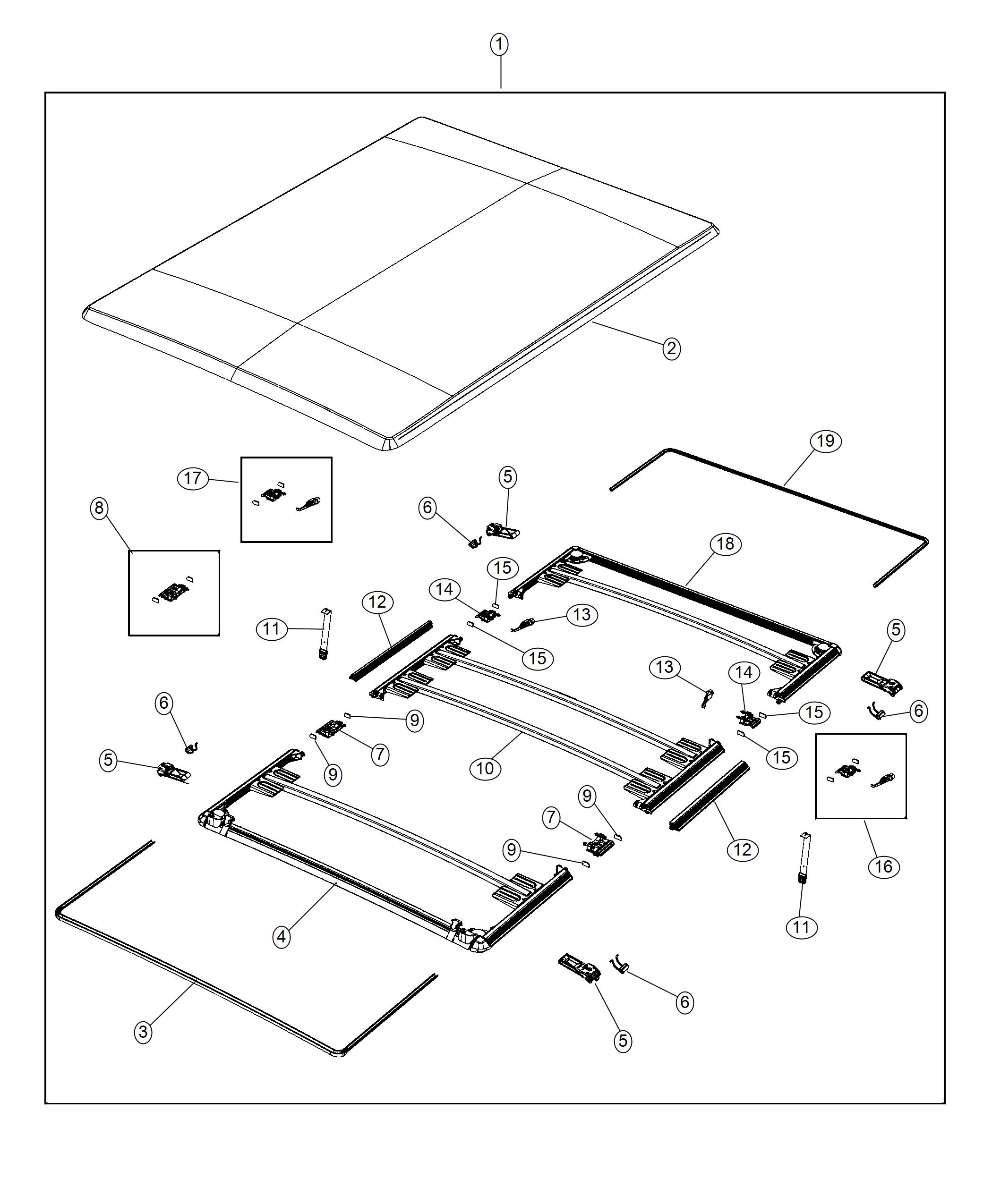 Diagram Tonneau Cover (Production). for your Ram 1500  