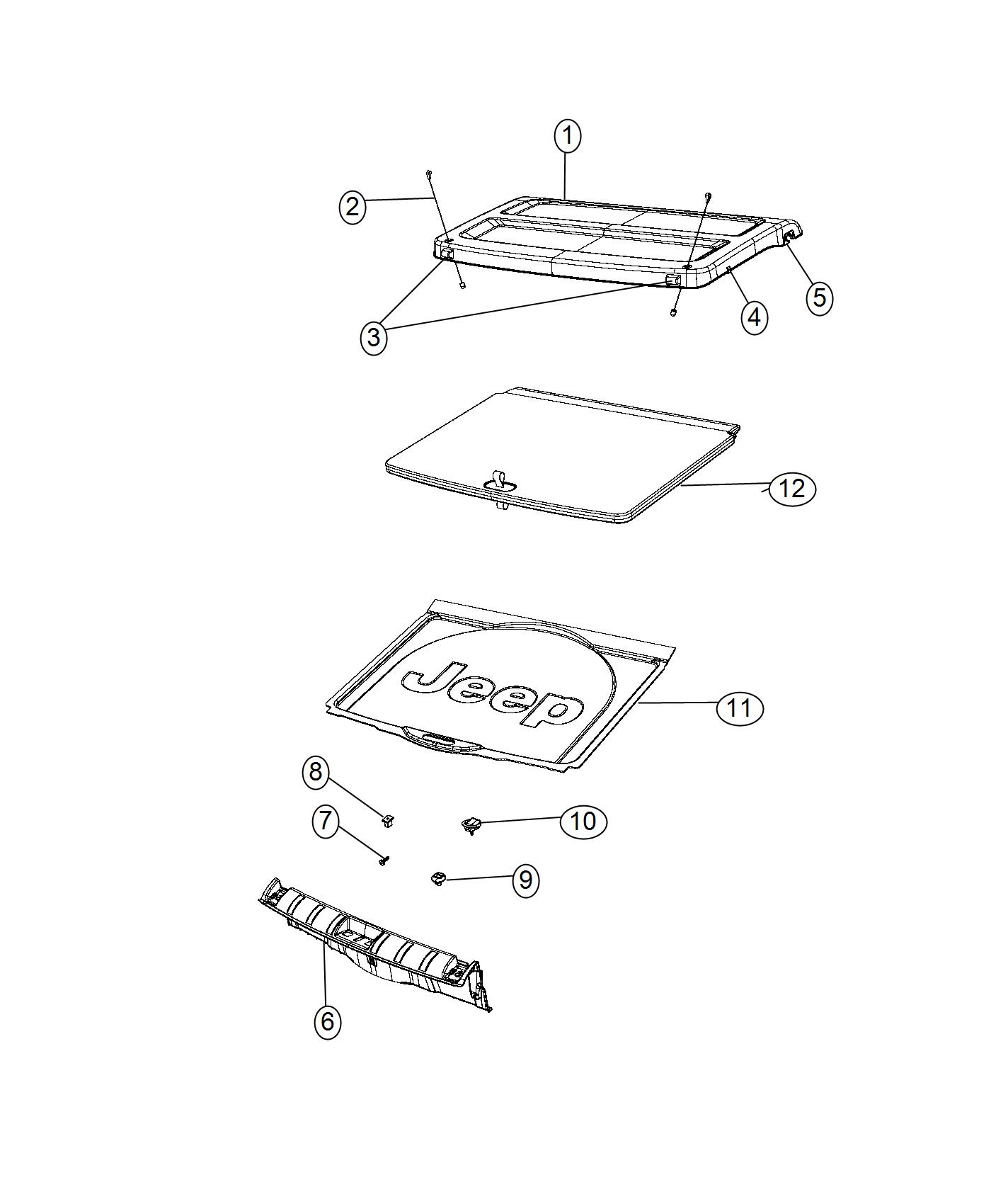 Rear Load Floor And Cargo Cover. Diagram