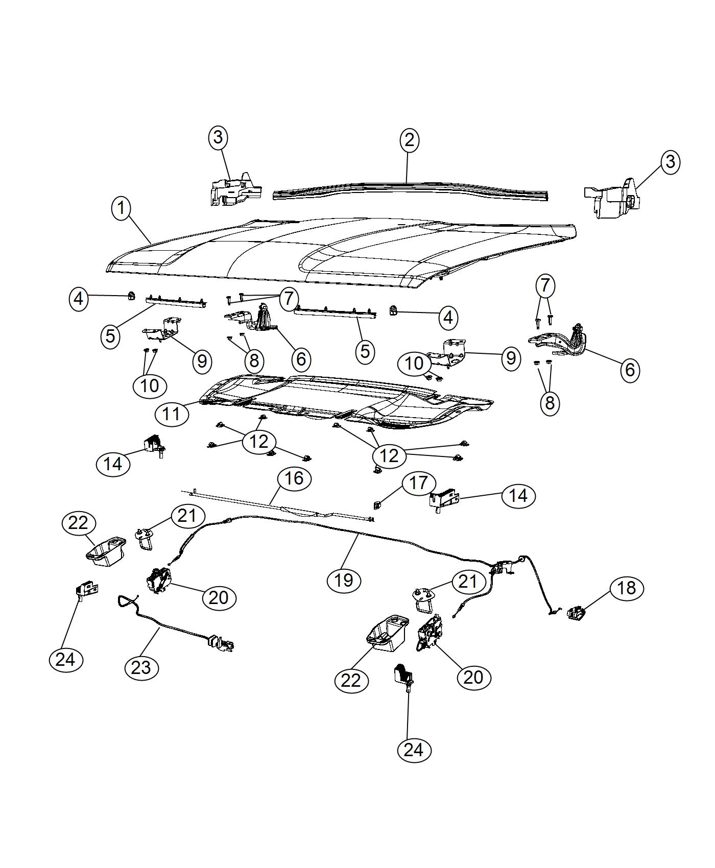 Hood and Related Parts. Diagram