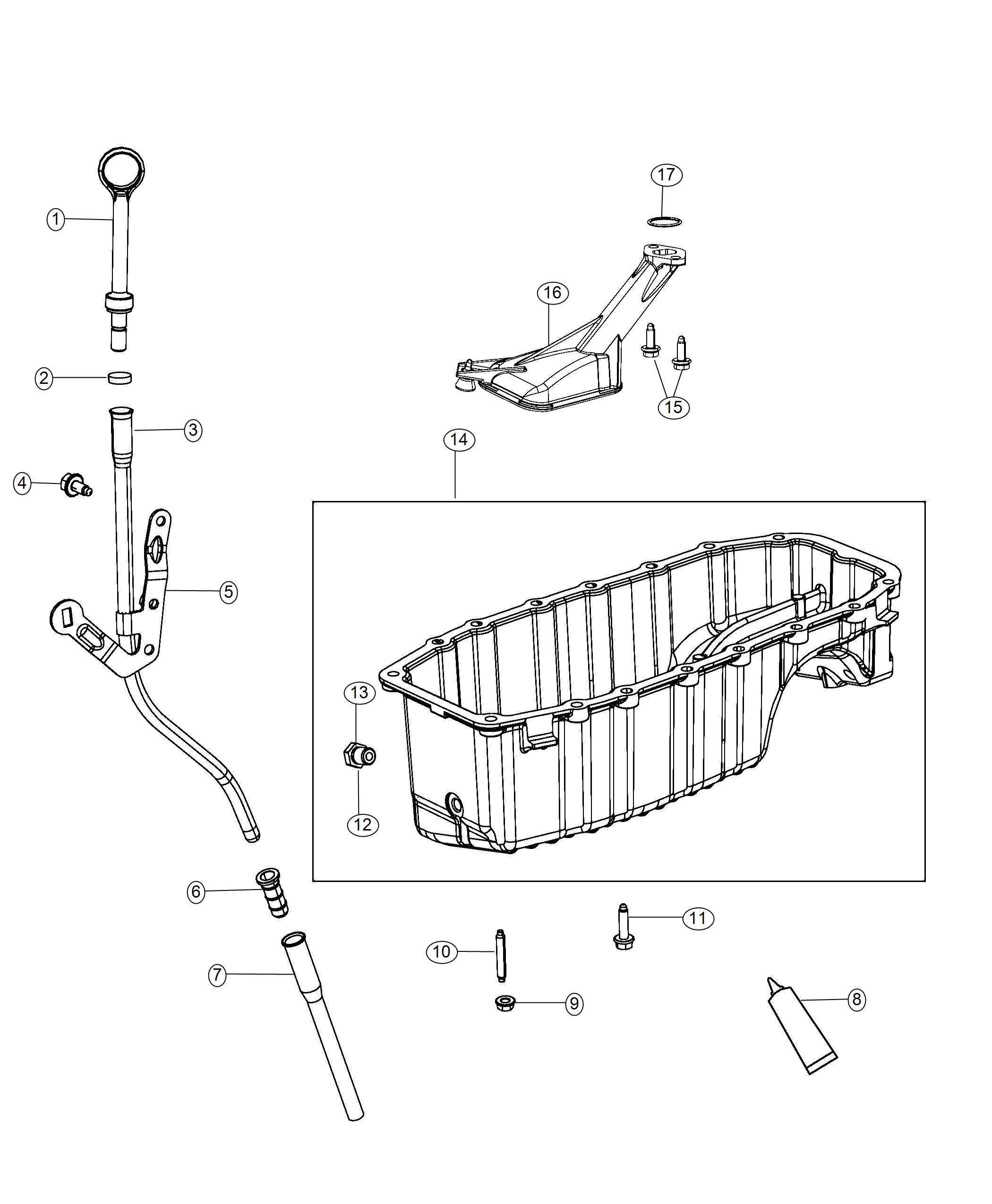 Engine Oil Pan And Related Parts 1.4L Turbocharged. Diagram