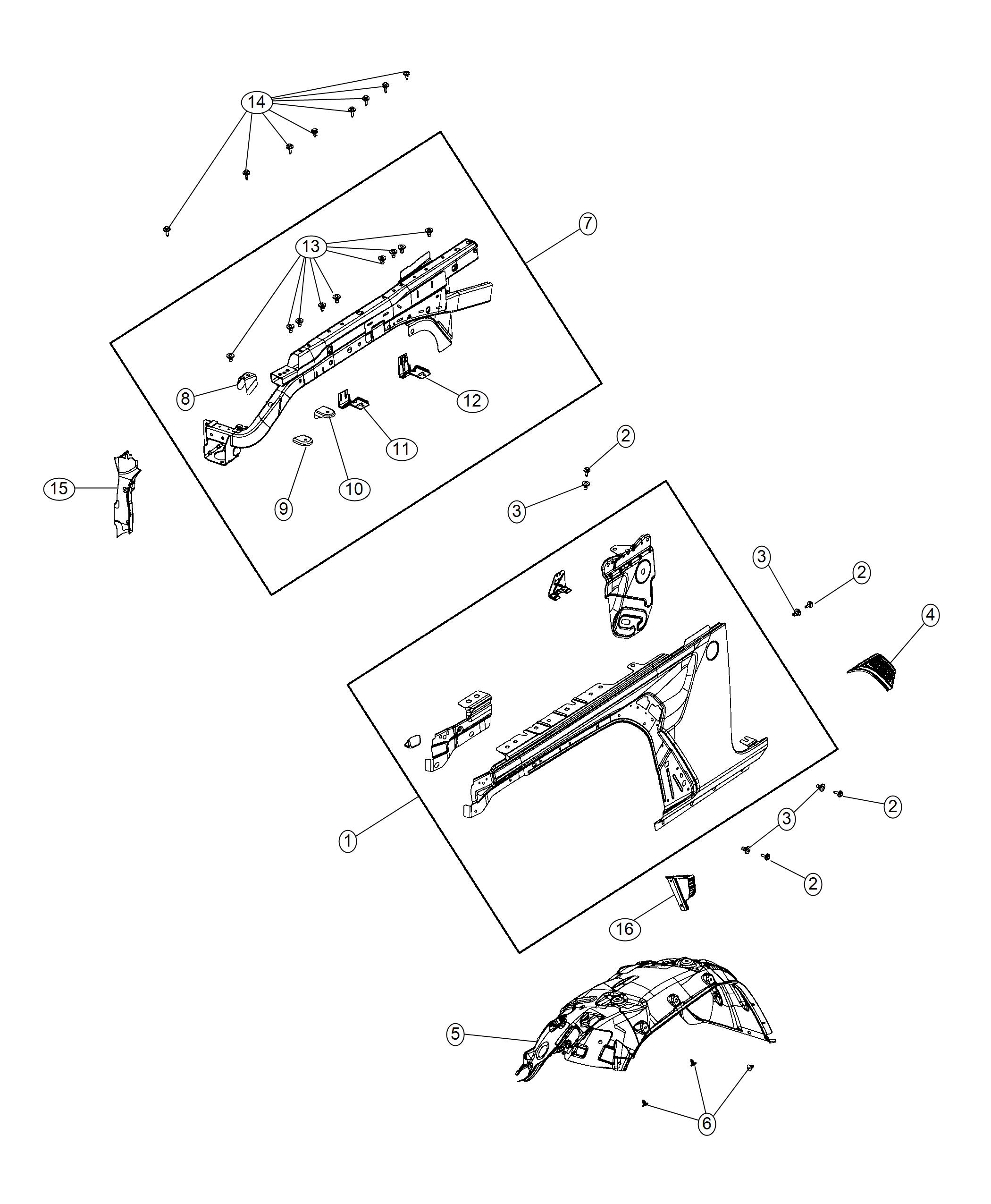 Diagram Front Fenders. for your Jeep Wrangler  