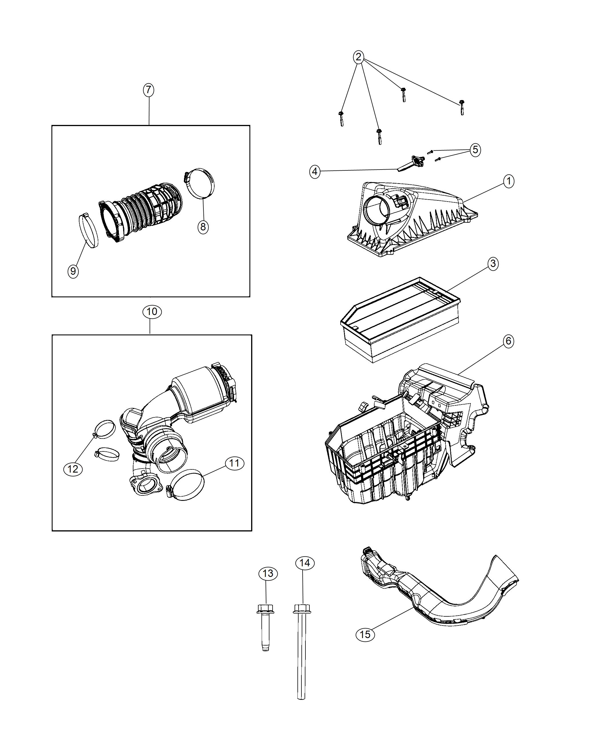 Diagram Air Cleaner, 2.2L [2.2L N-S I4 Turbo Diesel w/ESS]. for your 2023 Jeep Grand Cherokee   