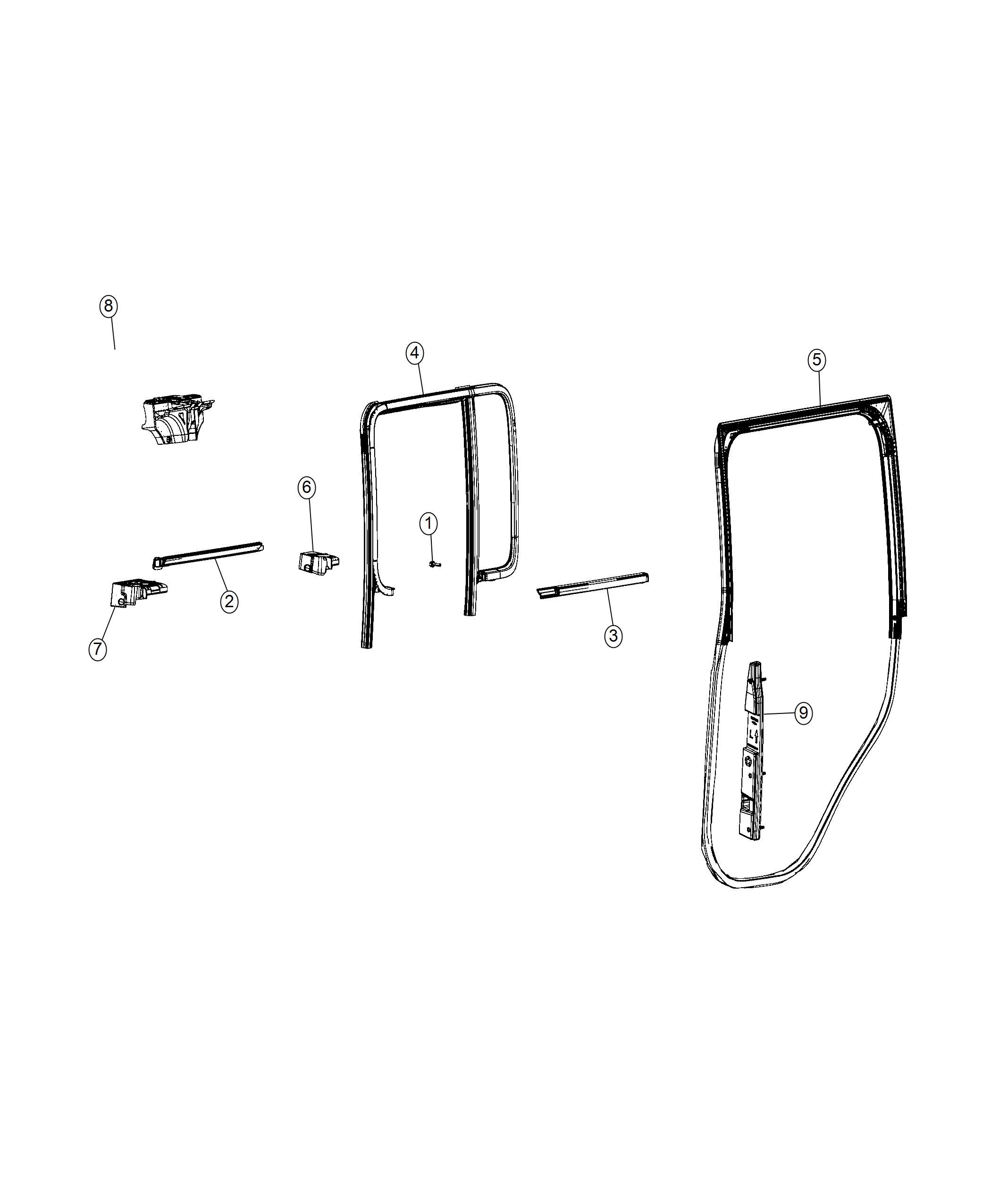 Diagram Weatherstrips, Rear Door. for your 2018 Jeep Wrangler   