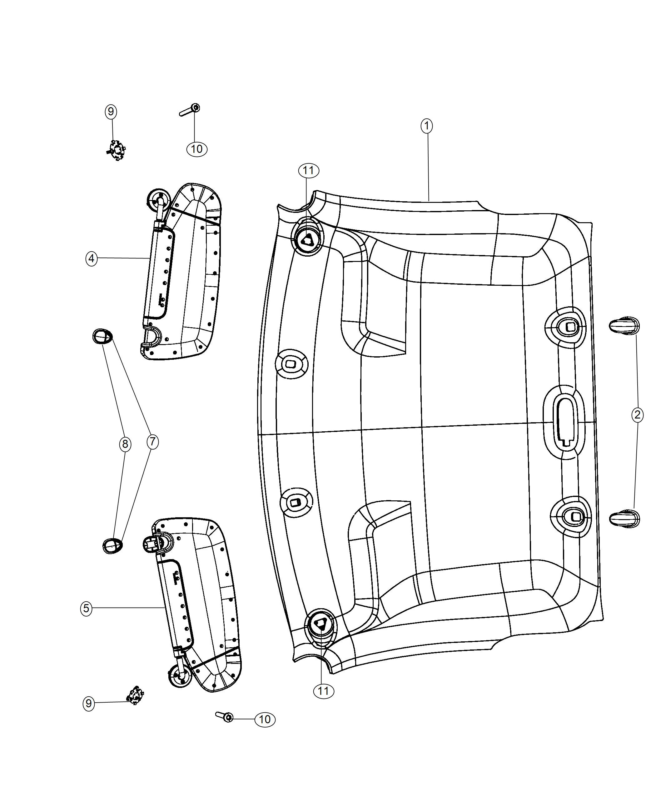 Headliner and Visors. Diagram