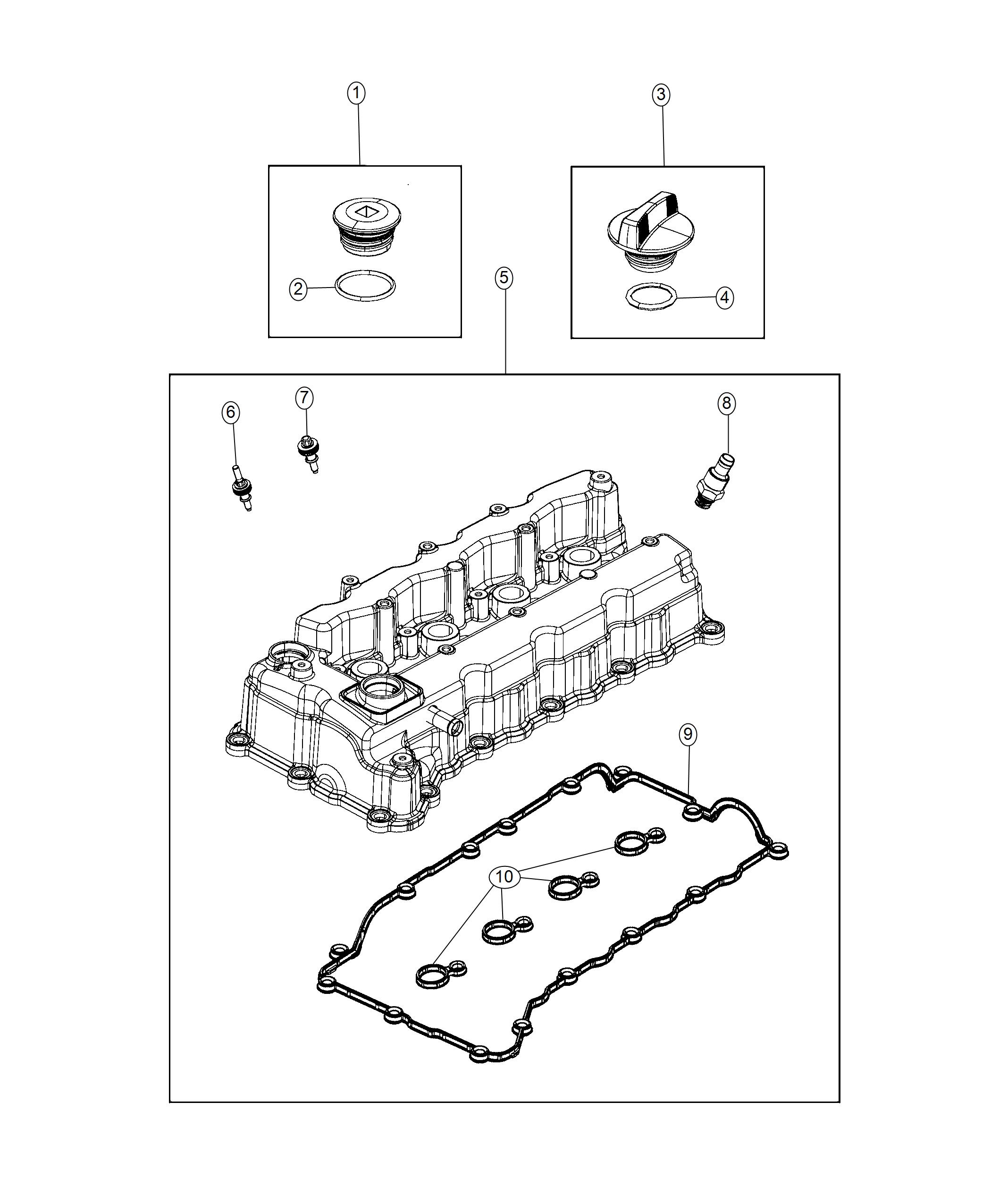 Diagram Cylinder Head Cover 2.4L,[2.4L I4 ZERO EVAP M-AIR ENGINE W/ESS]. for your 2017 Jeep Cherokee   