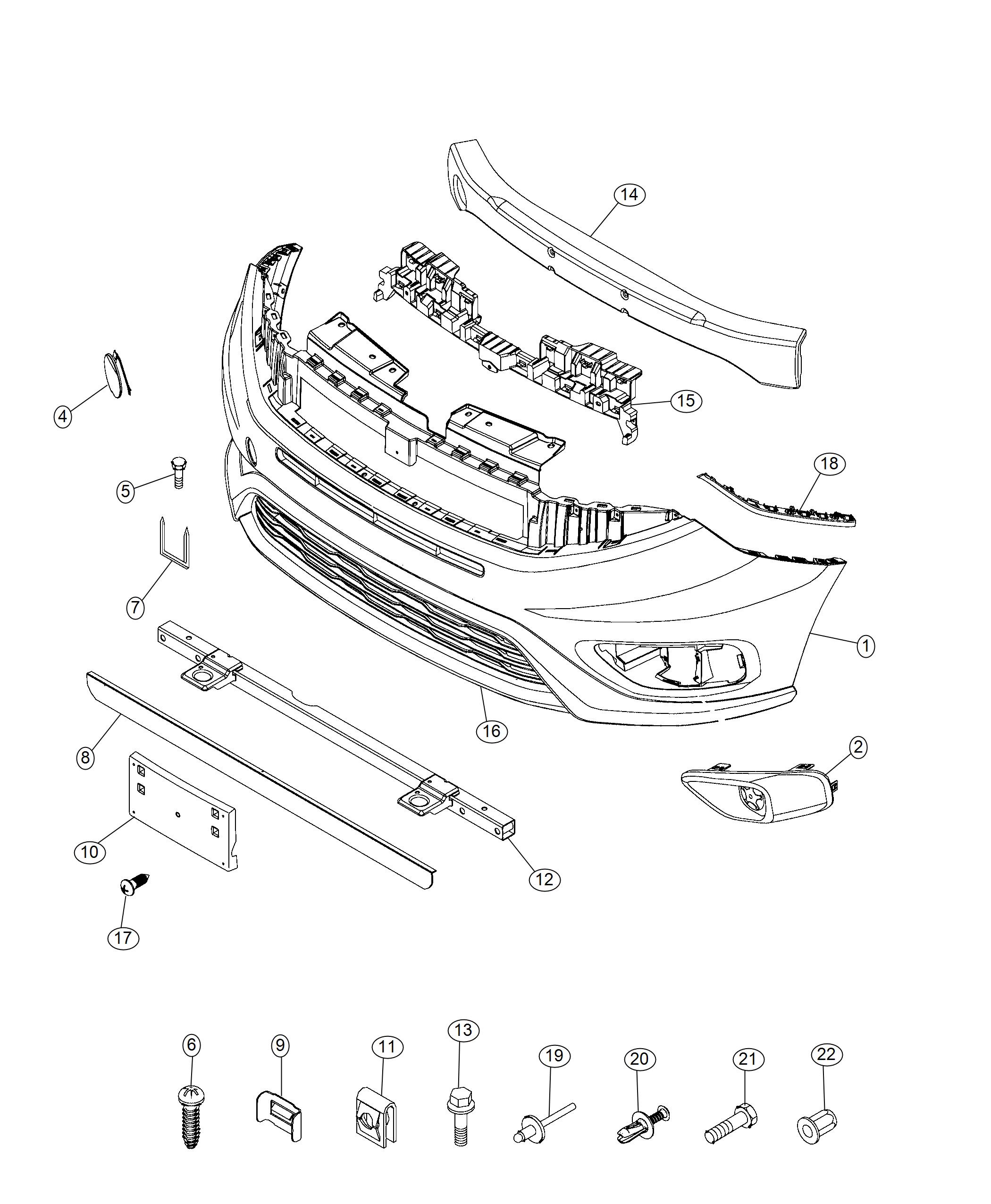 Diagram Front Bumper, Fascia. for your Ram ProMaster City  