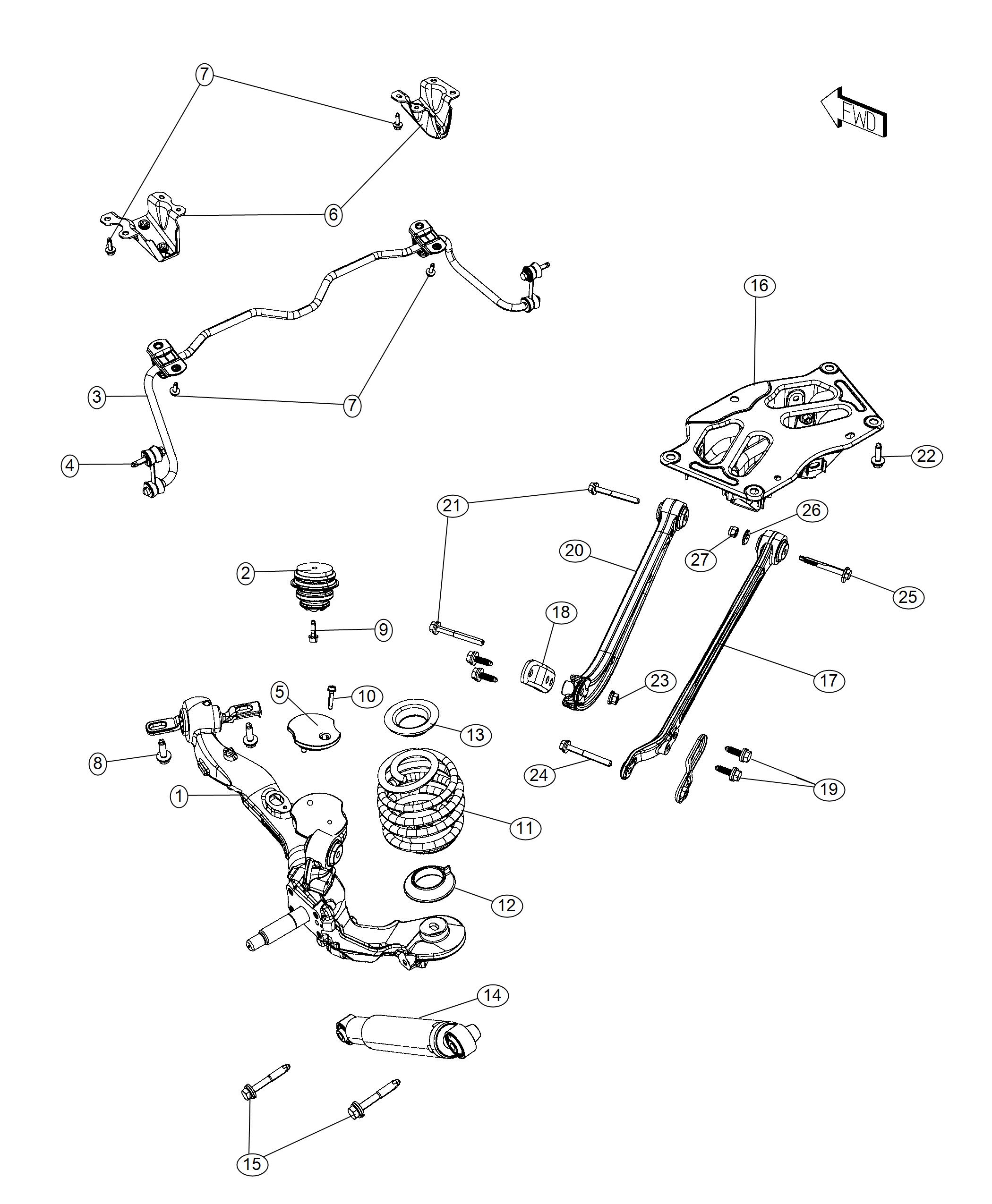 Diagram Suspension Rear. for your 2001 Chrysler 300  M 