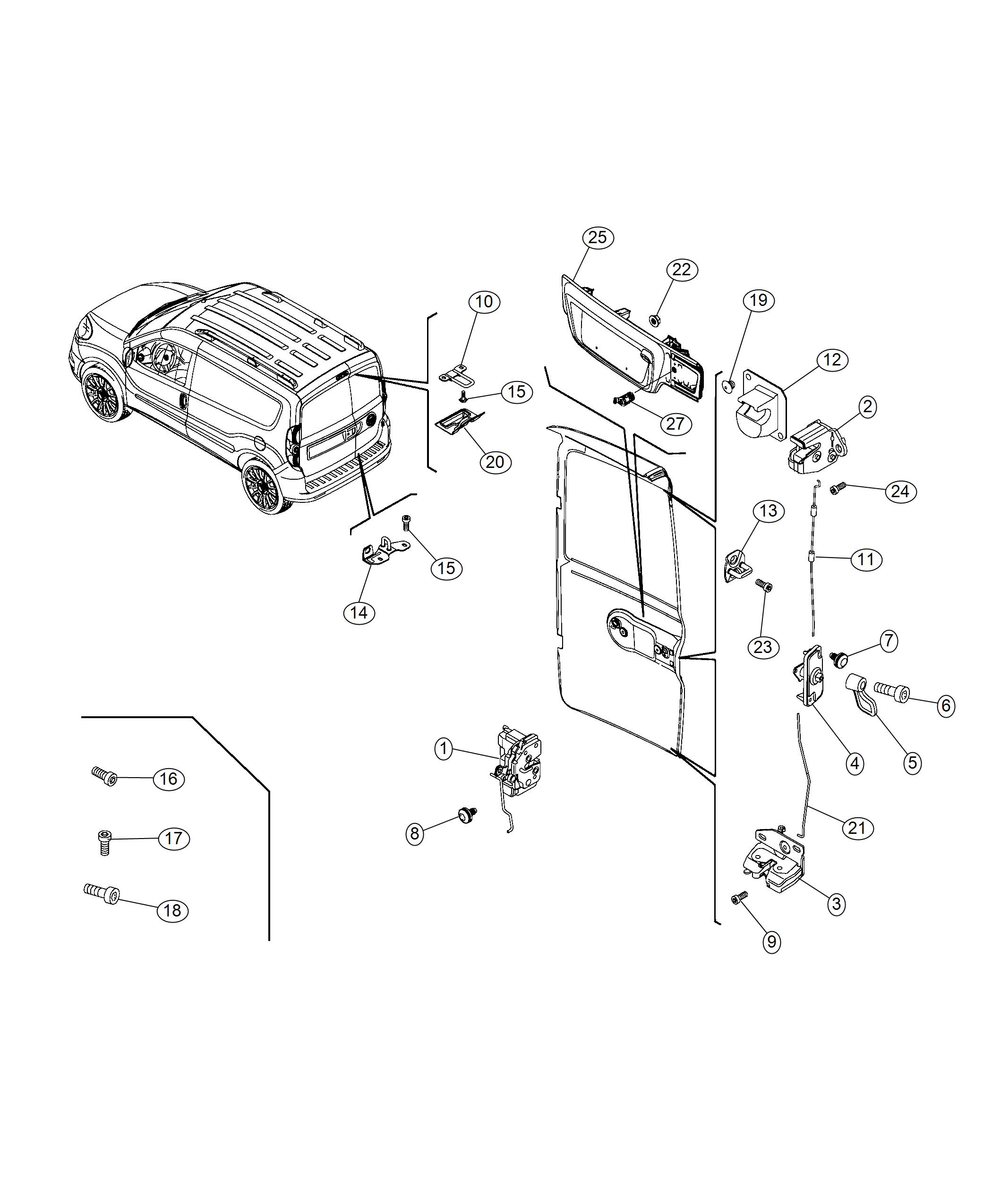 Diagram Rear Door Latch And Handle. for your 2021 Dodge Charger   