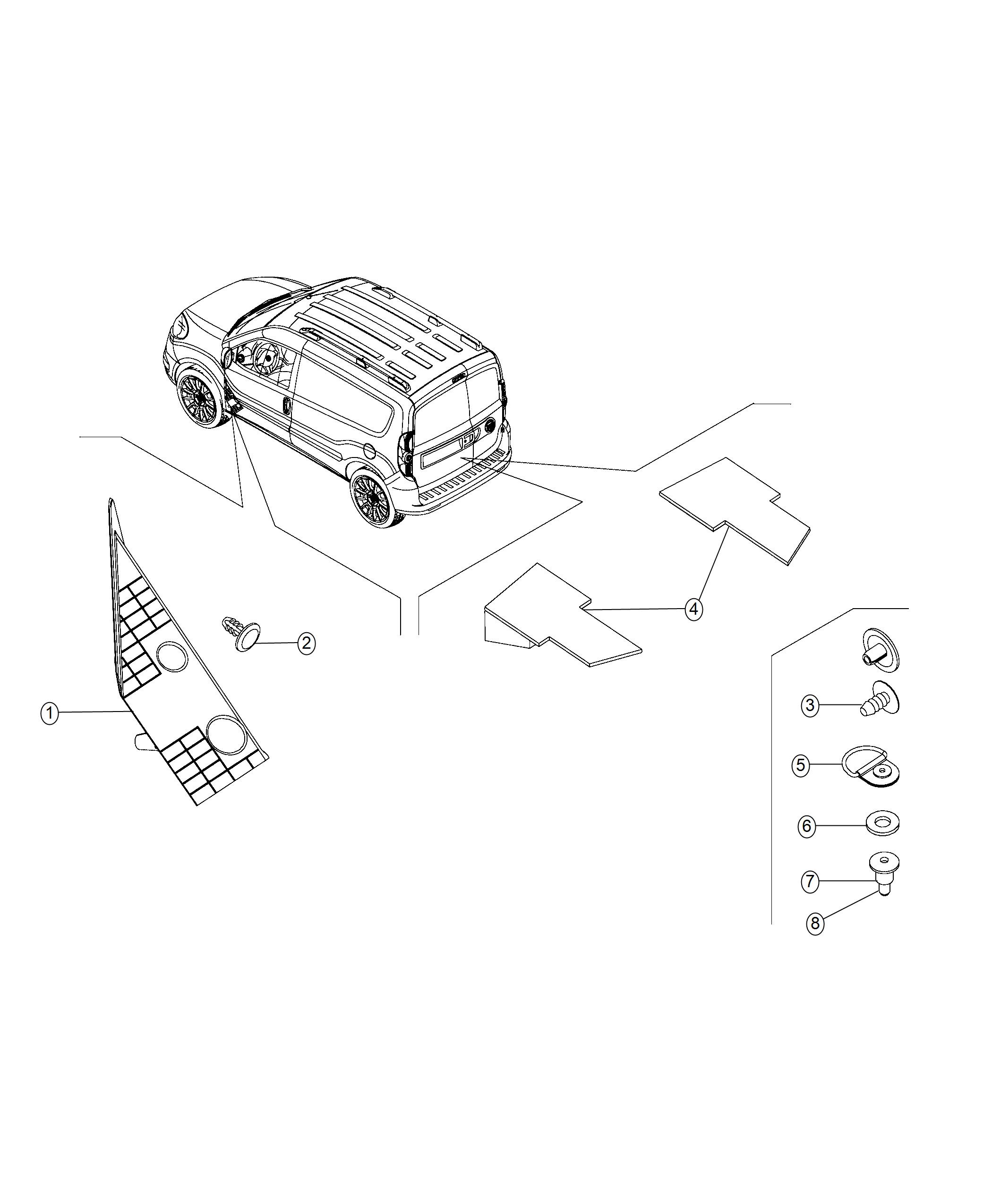 Diagram Floor Mat Fasteners and Accessory. for your 1999 Chrysler 300  M 