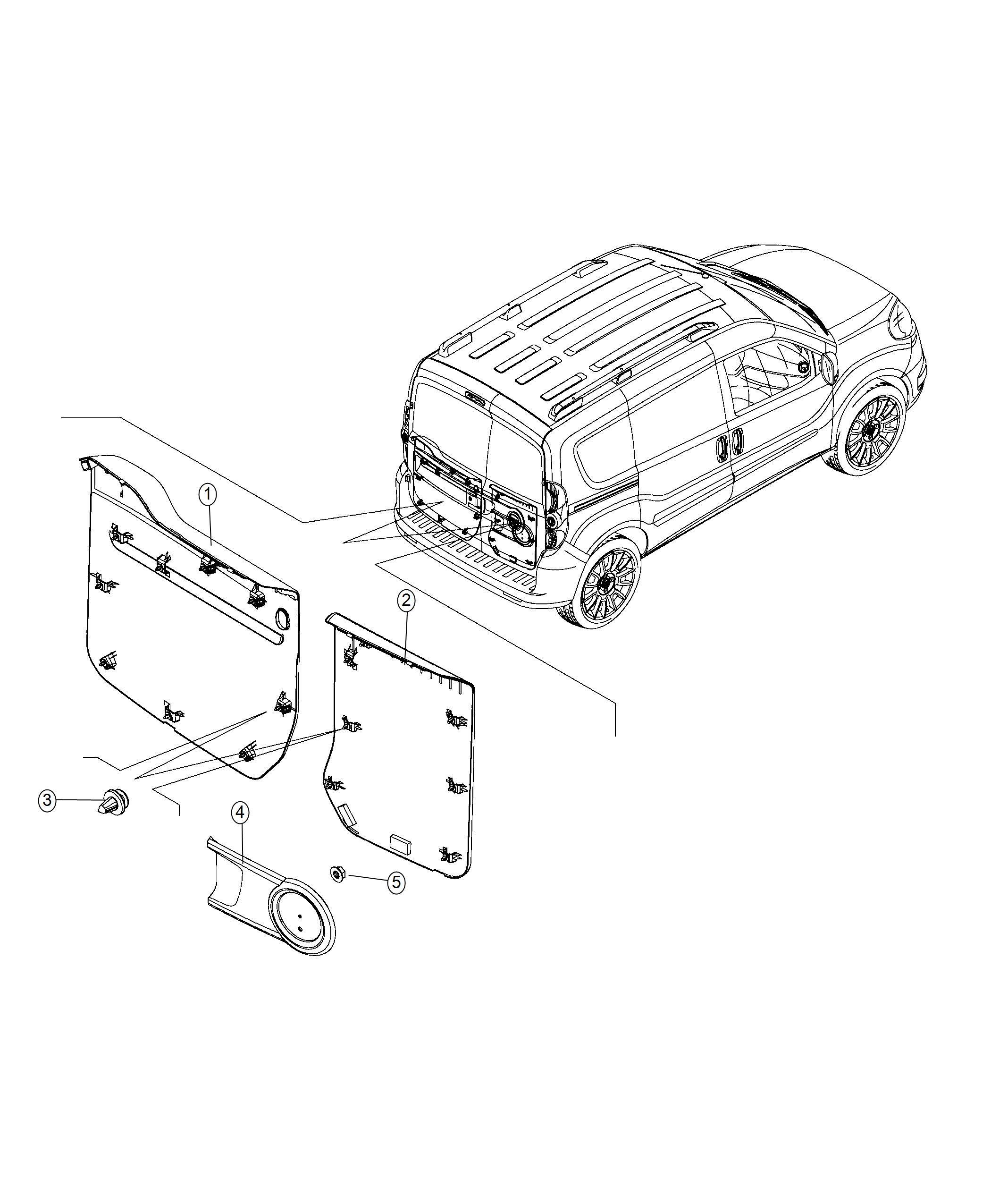 Diagram Rear Cargo Door Trim Panels. for your Ram ProMaster City  