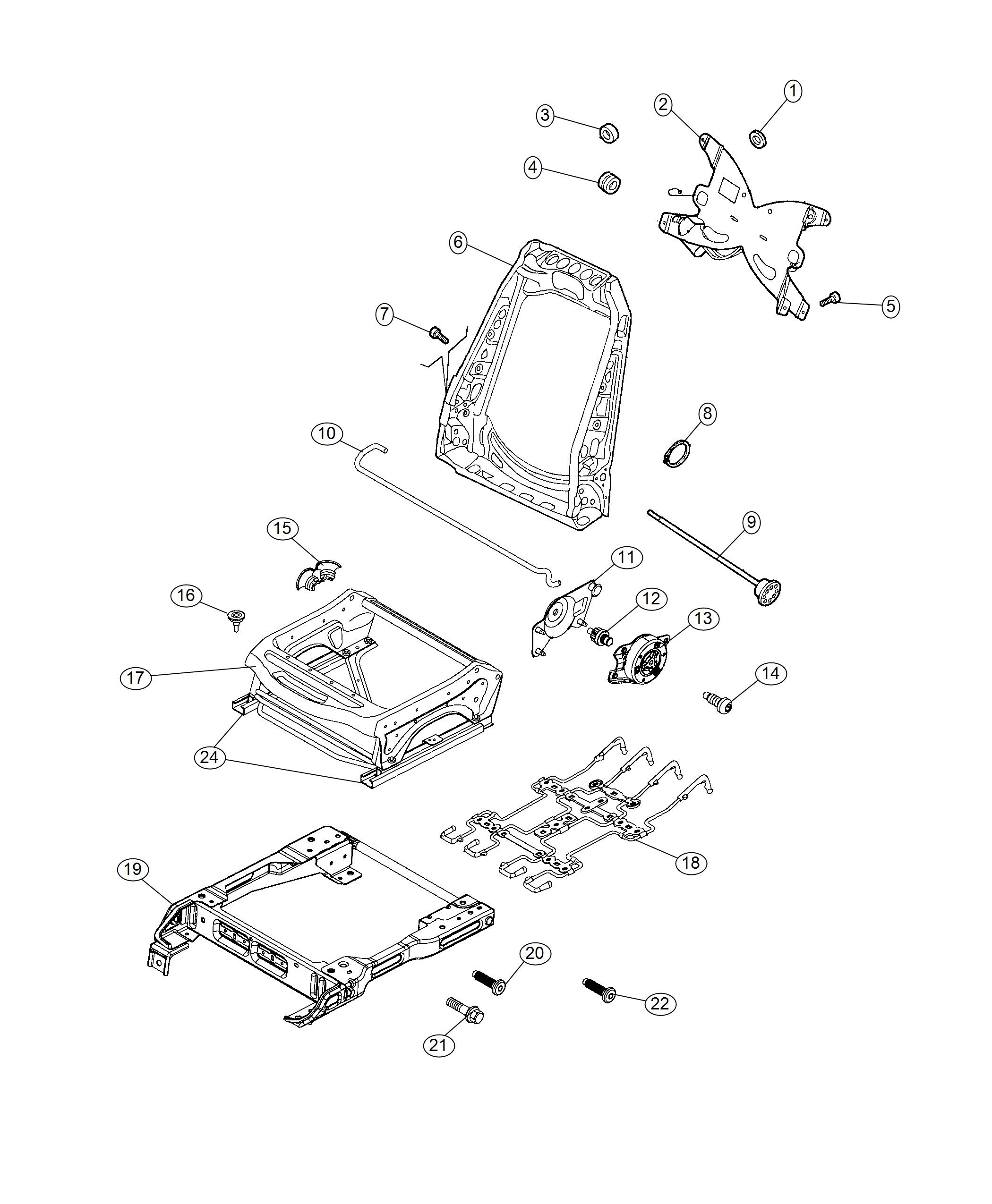 Adjusters And Recliners, Bucket Seat. Diagram