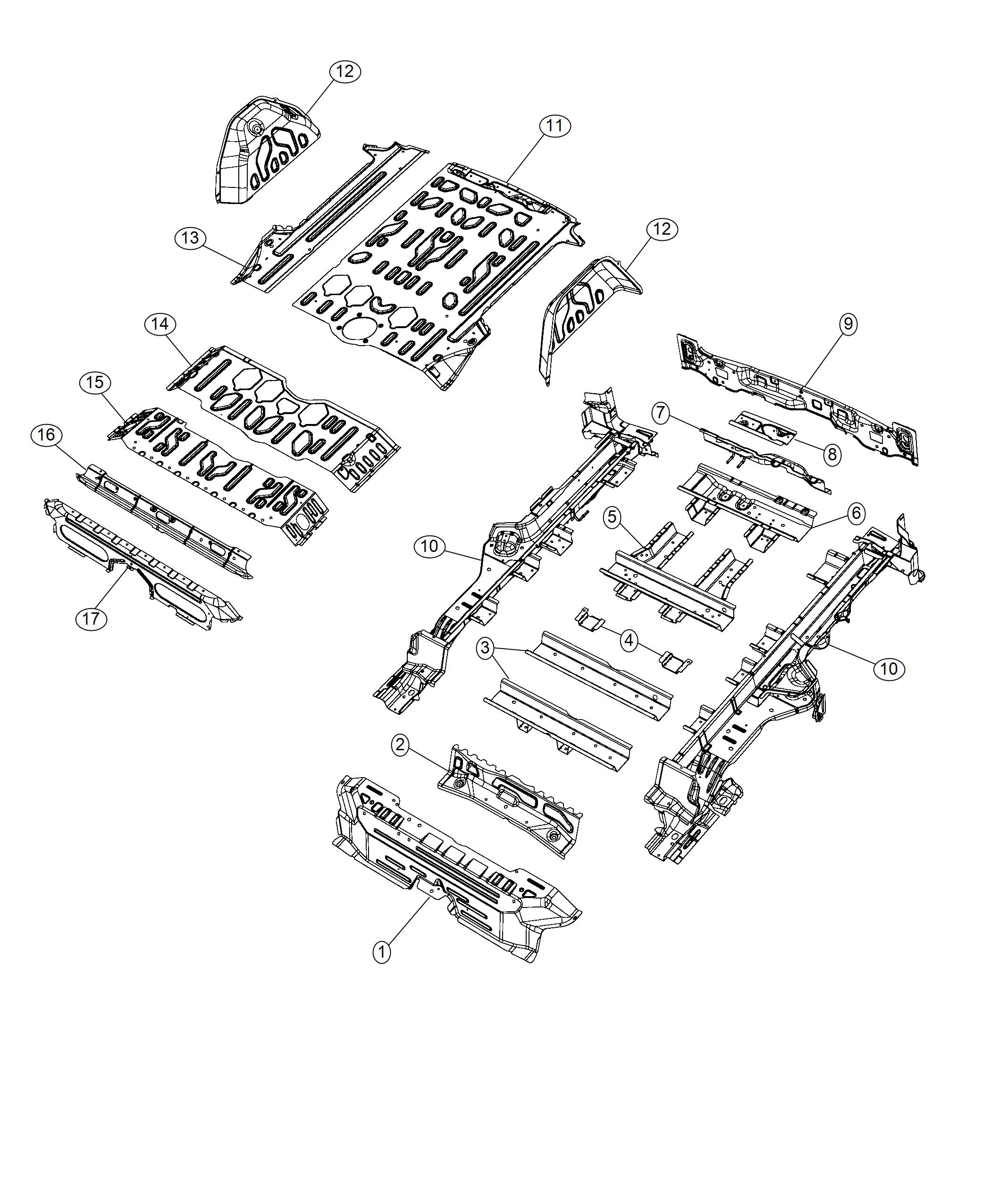 Diagram Floor Pan Rear. for your 2004 Chrysler 300  M 