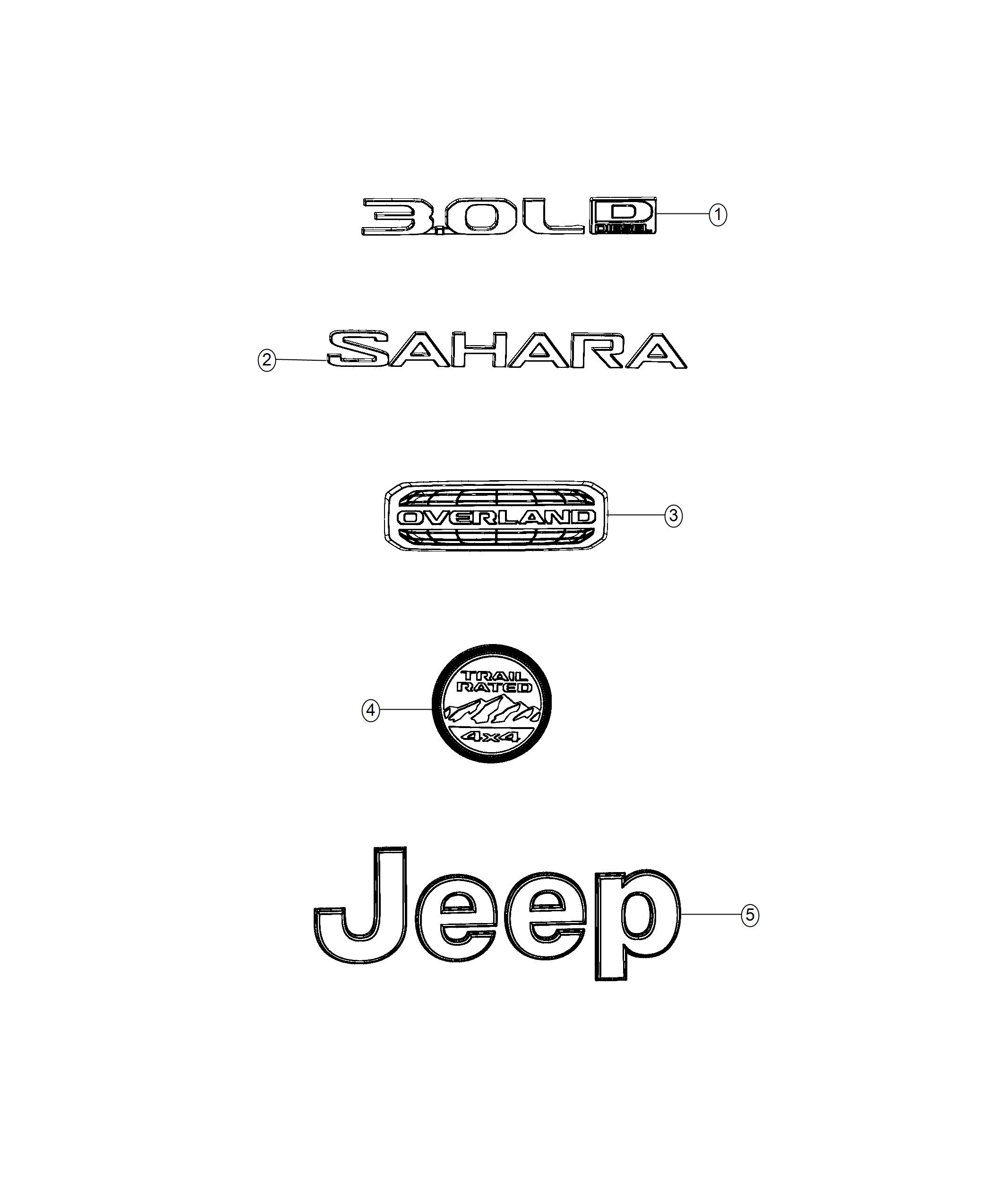 Diagram Nameplates and Medallions. for your Jeep Wrangler  