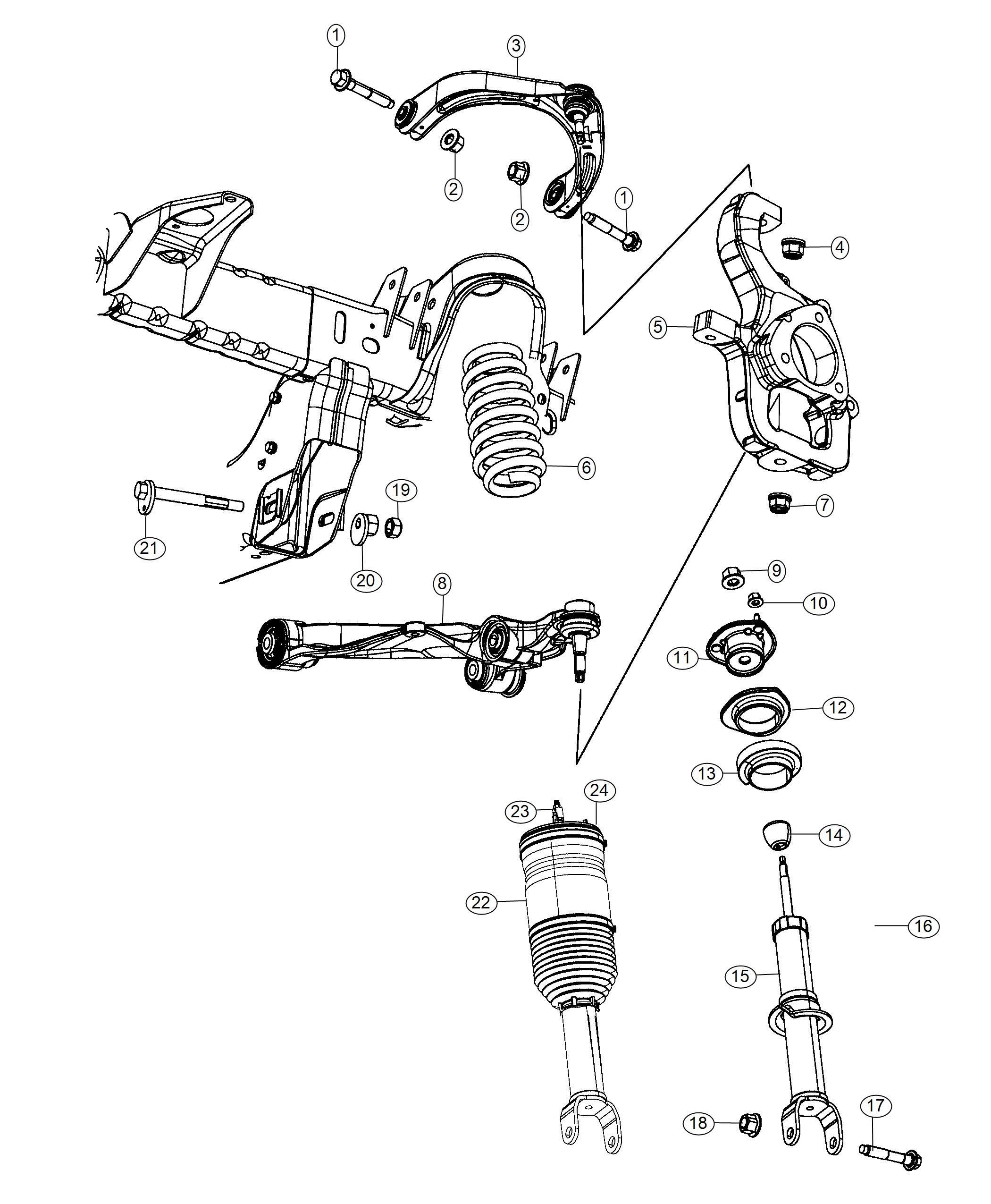 Diagram Suspension, Front, DS 6. for your Ram 1500  