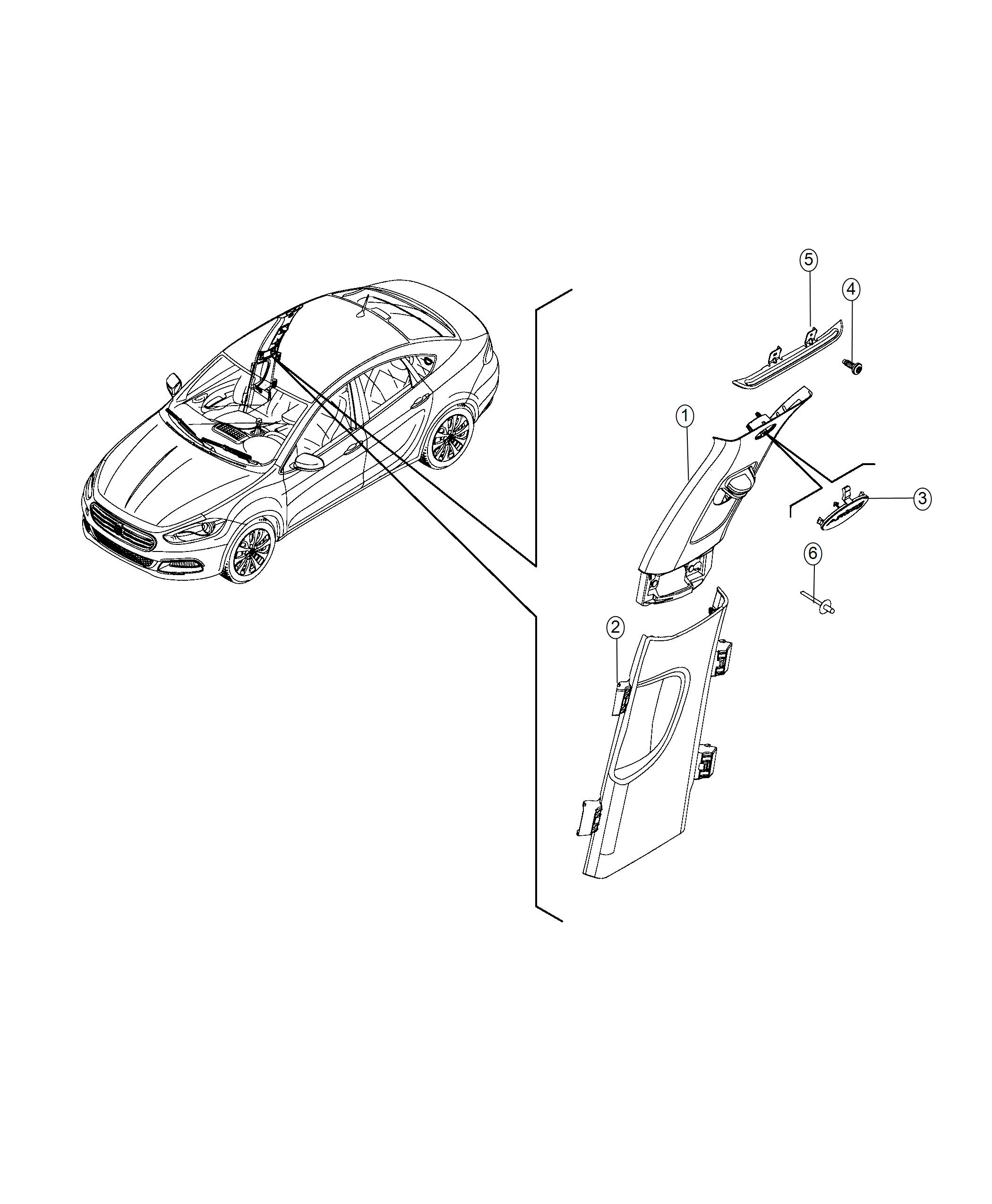 Diagram B Pillar Molding. for your 2022 Dodge Challenger   