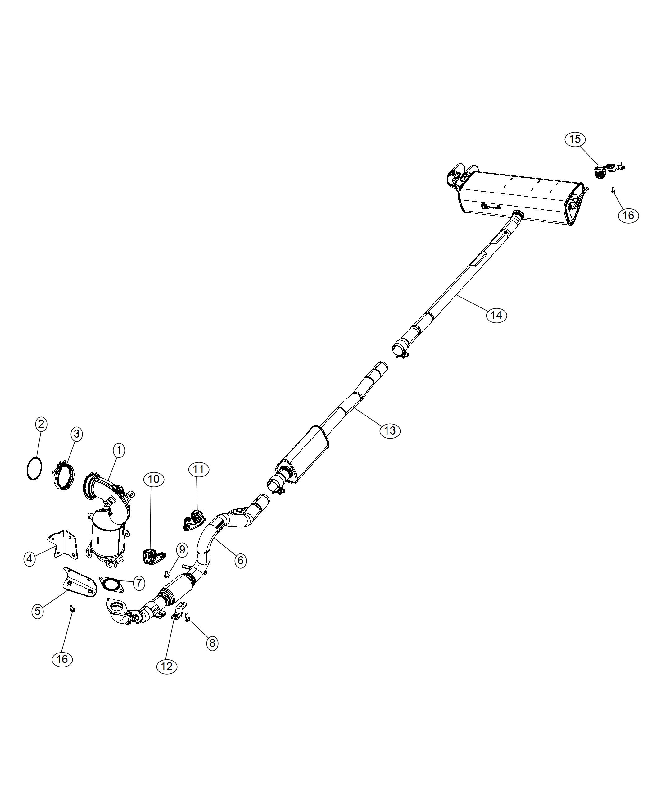 Exhaust System 1.4L Turbo [1.4L I4 MultiAir Turbo Engine w/ESS],[1.4L I4 MultiAir Turbo Engine]. Diagram