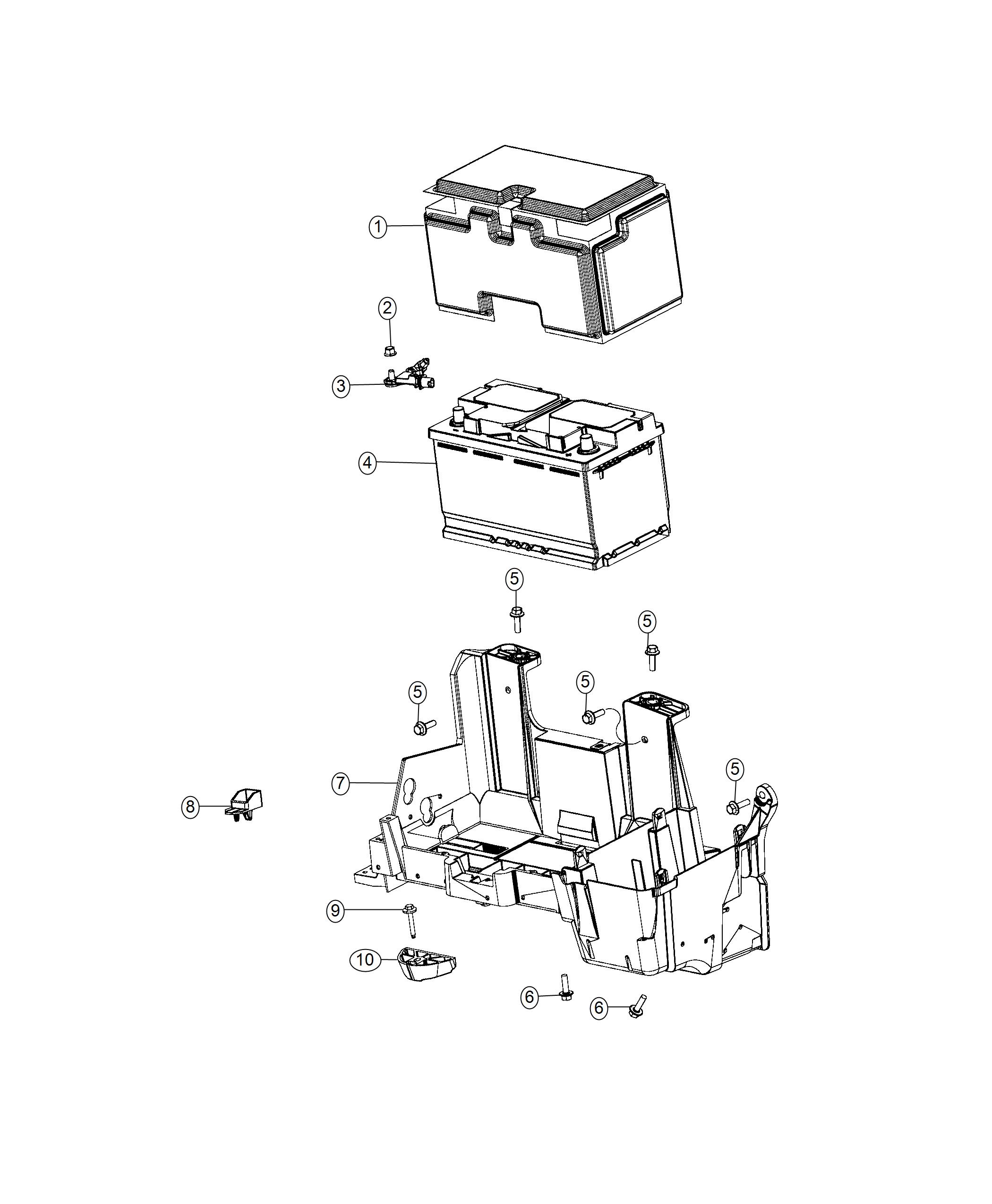 Diagram Battery, Tray and Support. for your 2018 Ram 1500   