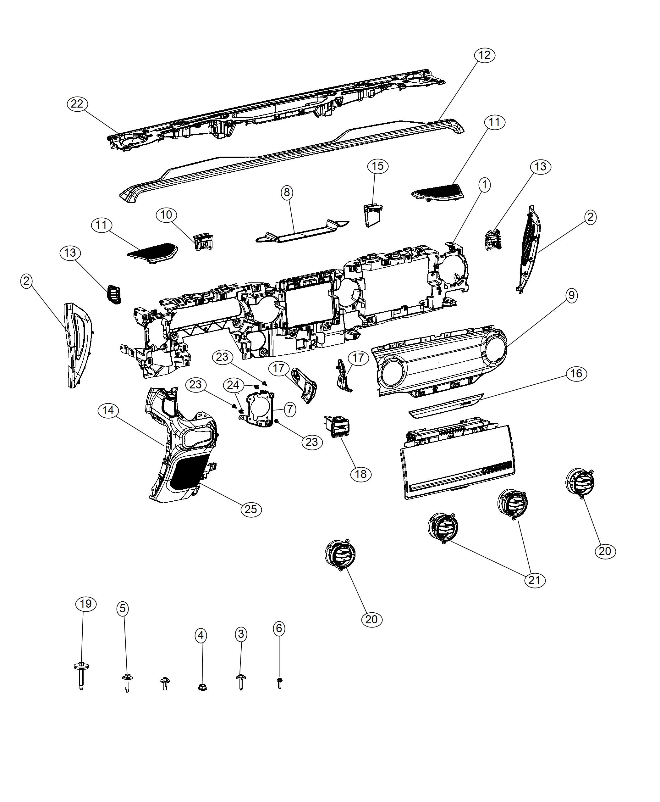 Diagram Instrument Panel Upper - LHD. for your Chrysler