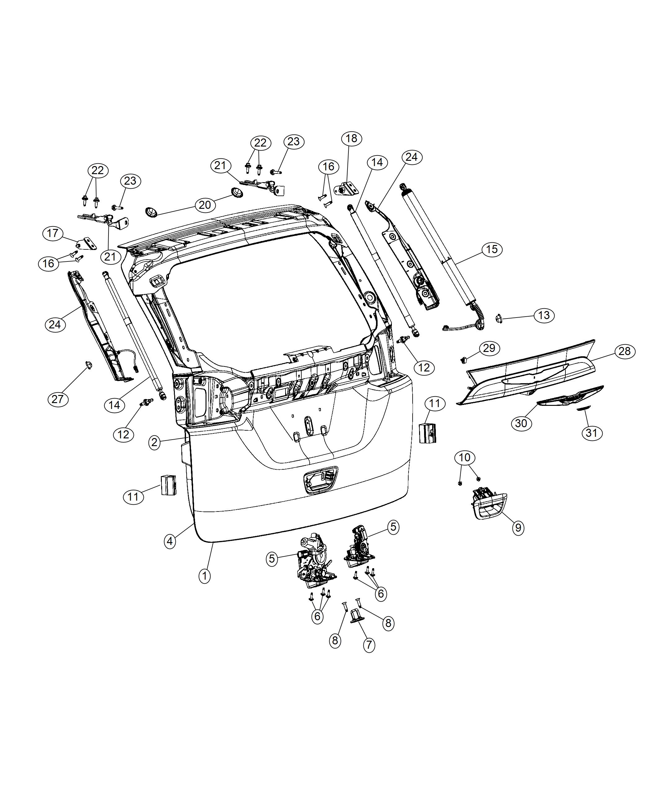 Diagram Liftgate. for your 2024 Chrysler Pacifica   