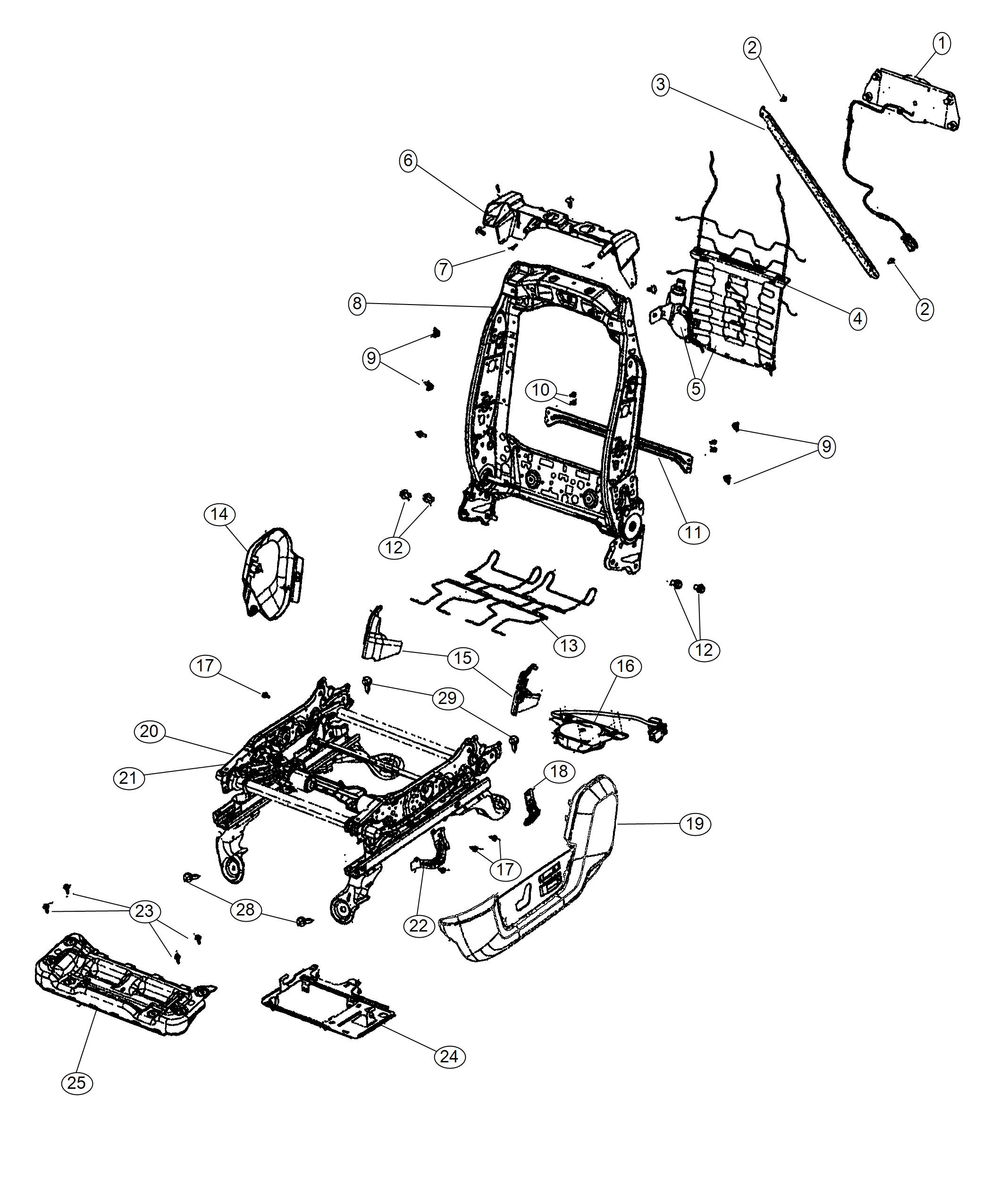 Diagram Adjusters, Recliners and Shields - Driver Seat. for your 2003 Chrysler 300  M 