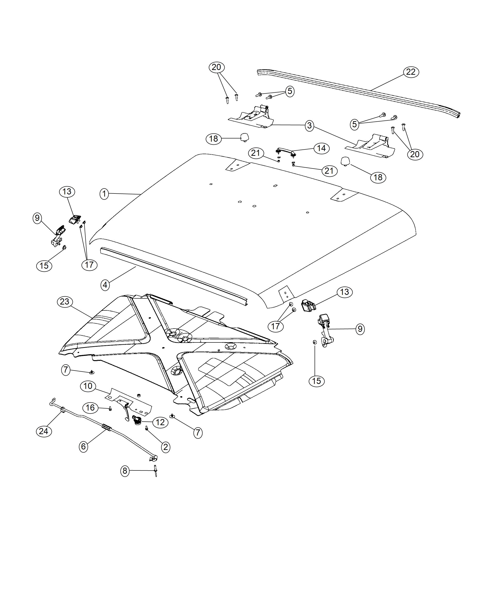 Diagram Hood and Related Parts. for your Jeep