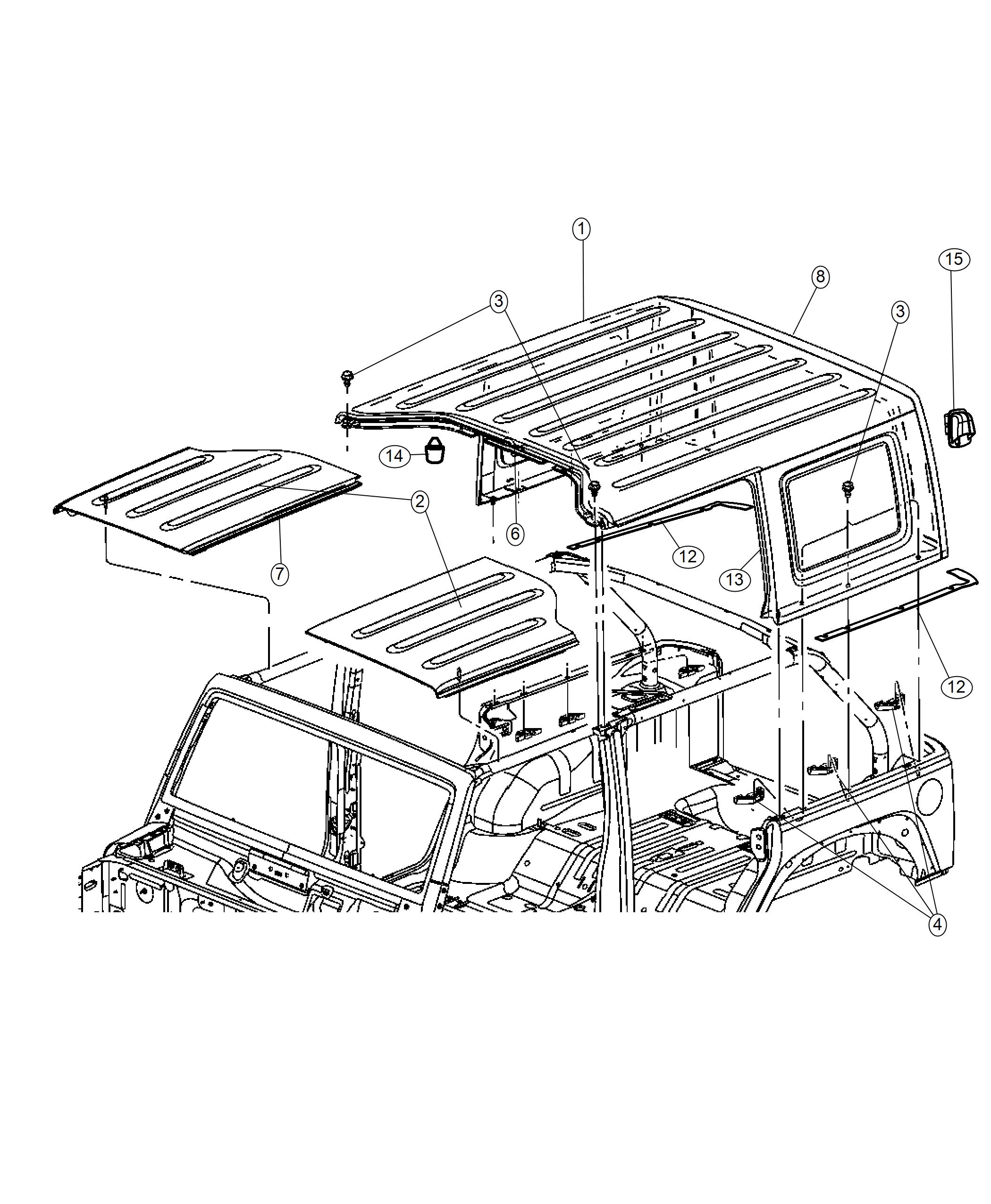 Diagram Hard Top - 4 Door. for your 2018 Jeep Wrangler   