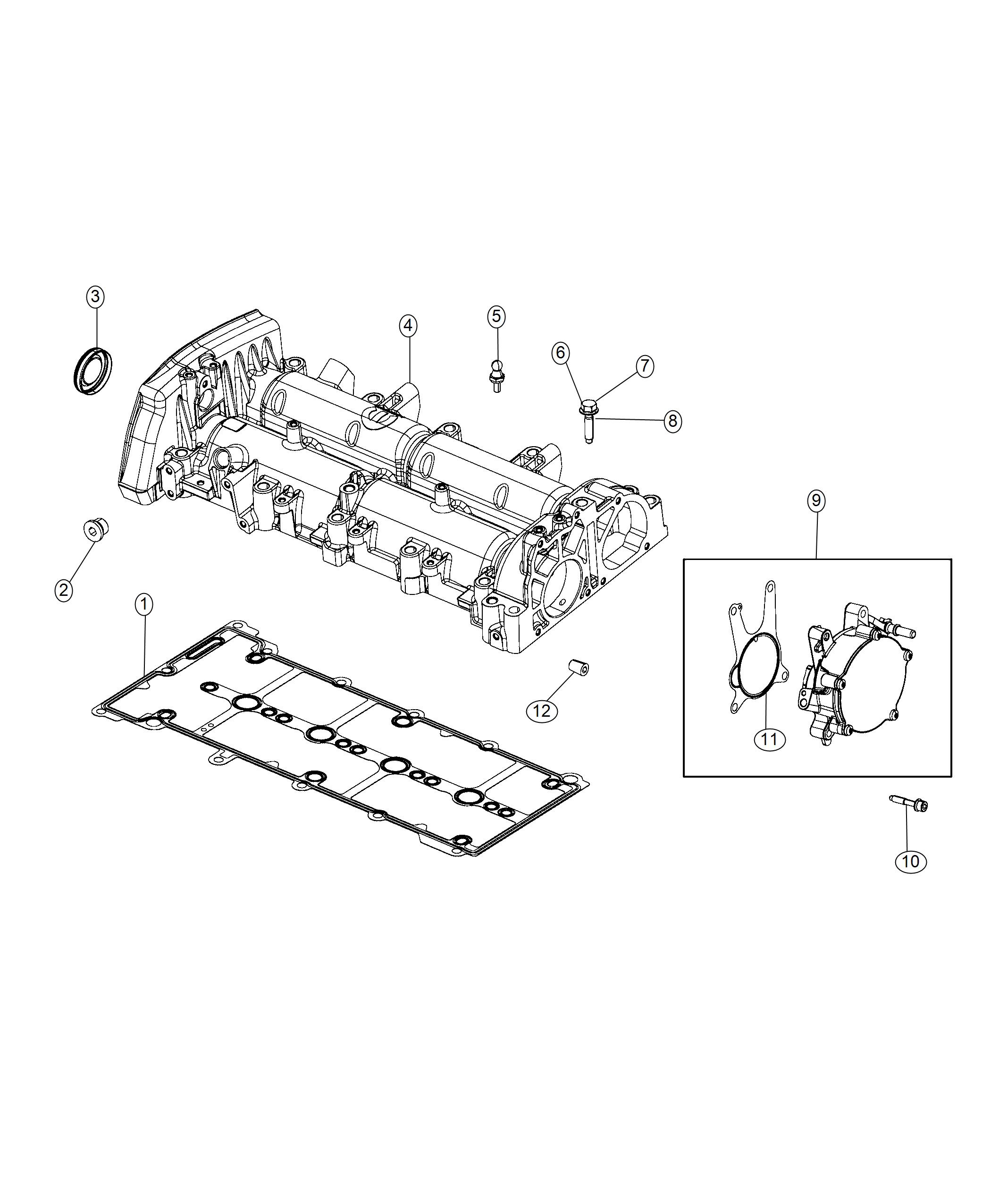 Diagram Cylinder Head Cover/Camshaft Carrier 2.0L Diesel. for your 2017 Jeep Cherokee   